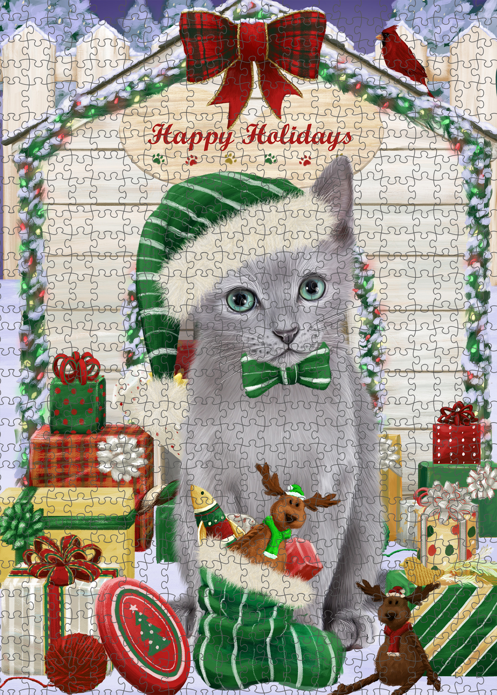 Russian Blue Jigsaw Puzzle for Adults Interlocking Games Christmas Cat Gift NWT - Picture 38 of 49