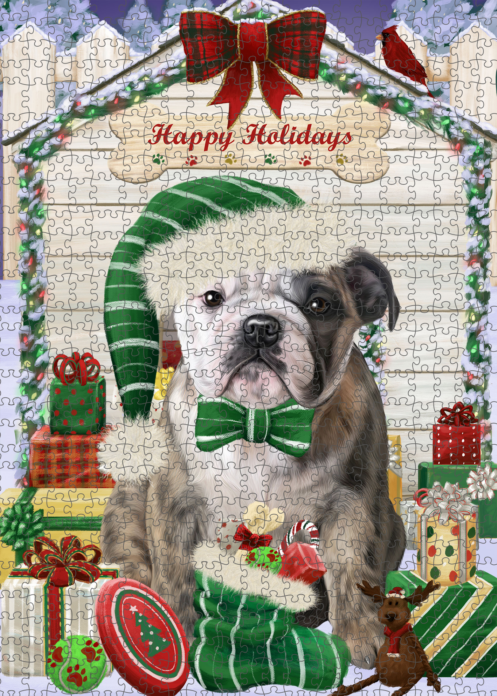 Christmas Bulldog Photo Jigsaw Interlocking 200 Pcs. Puzzle - Picture 9 of 62