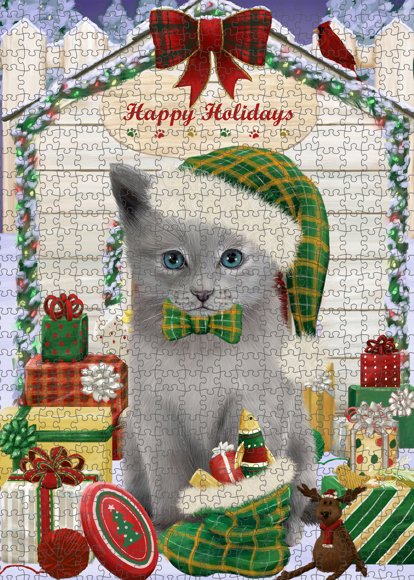 Russian Blue Jigsaw Puzzle for Adults Interlocking Games Christmas Cat Gift NWT - Picture 28 of 49