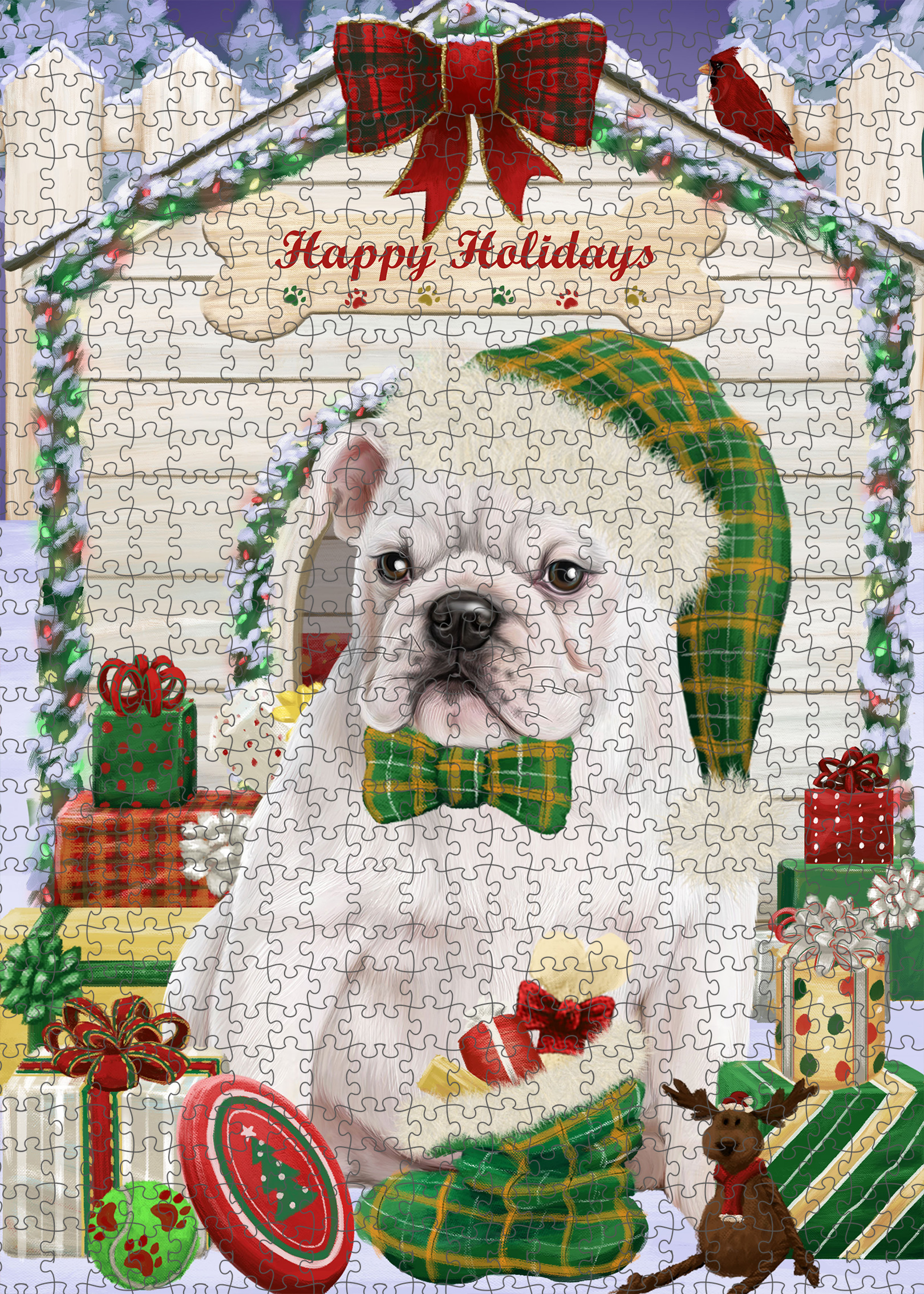 Christmas Bulldog Photo Jigsaw Interlocking 200 Pcs. Puzzle - Picture 10 of 62