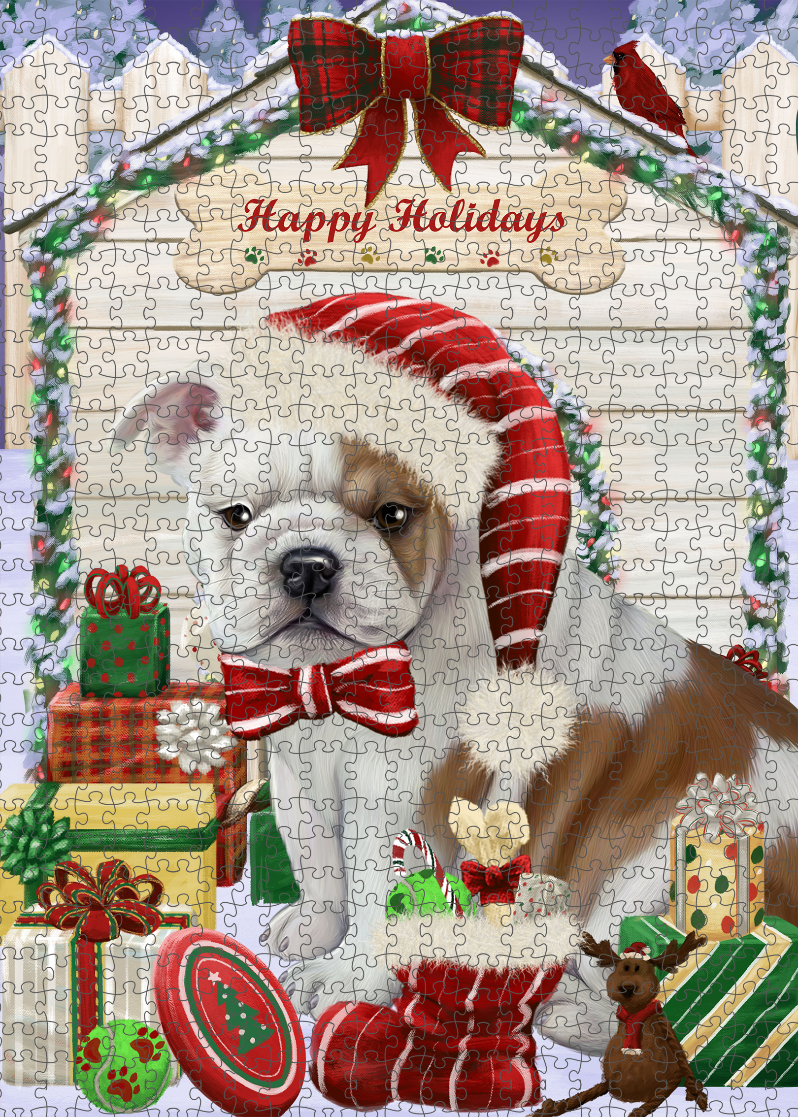Christmas Bulldog Photo Jigsaw Interlocking 200 Pcs. Puzzle - Picture 11 of 62