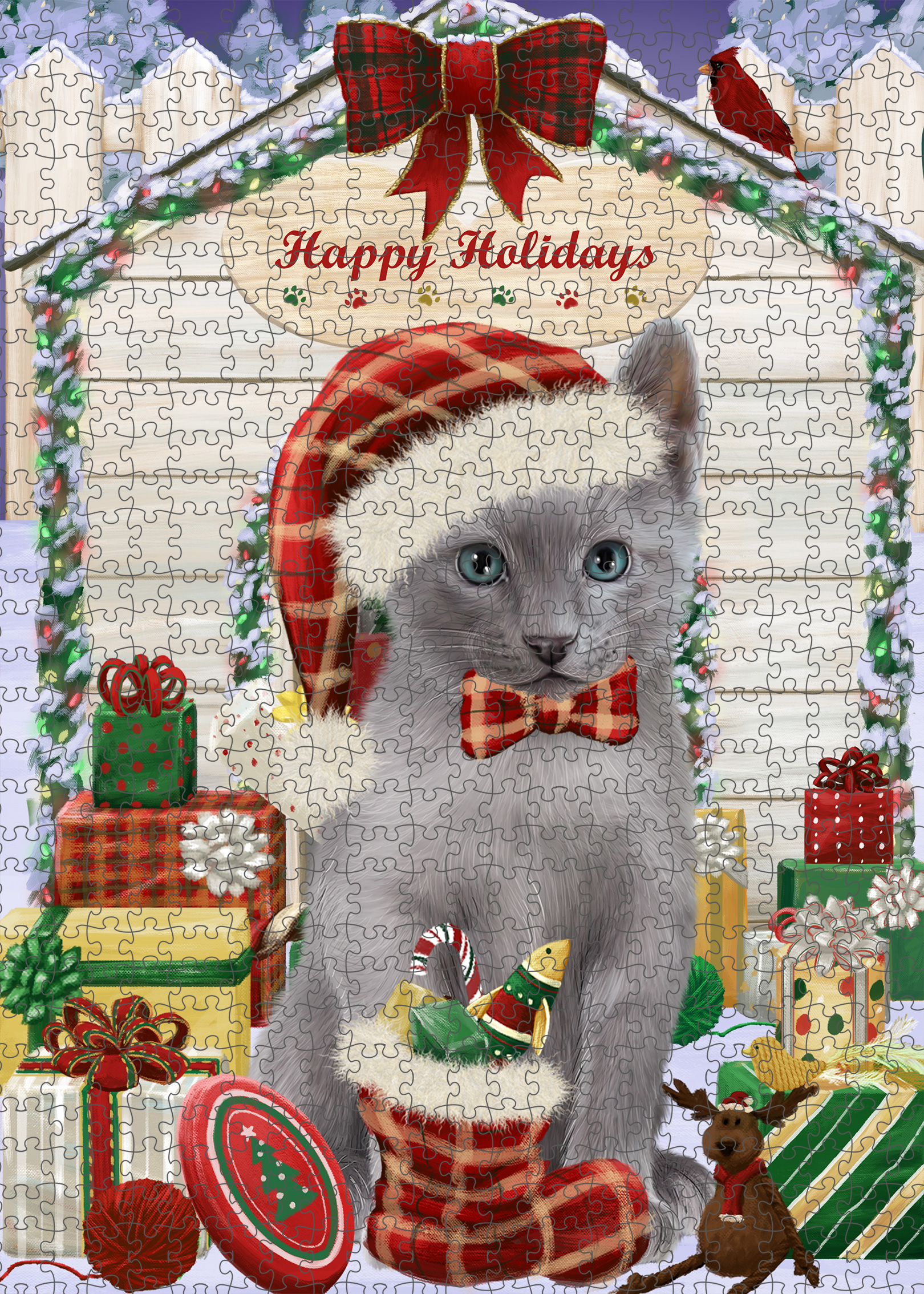 Russian Blue Jigsaw Puzzle for Adults Interlocking Games Christmas Cat Gift NWT - Picture 33 of 49