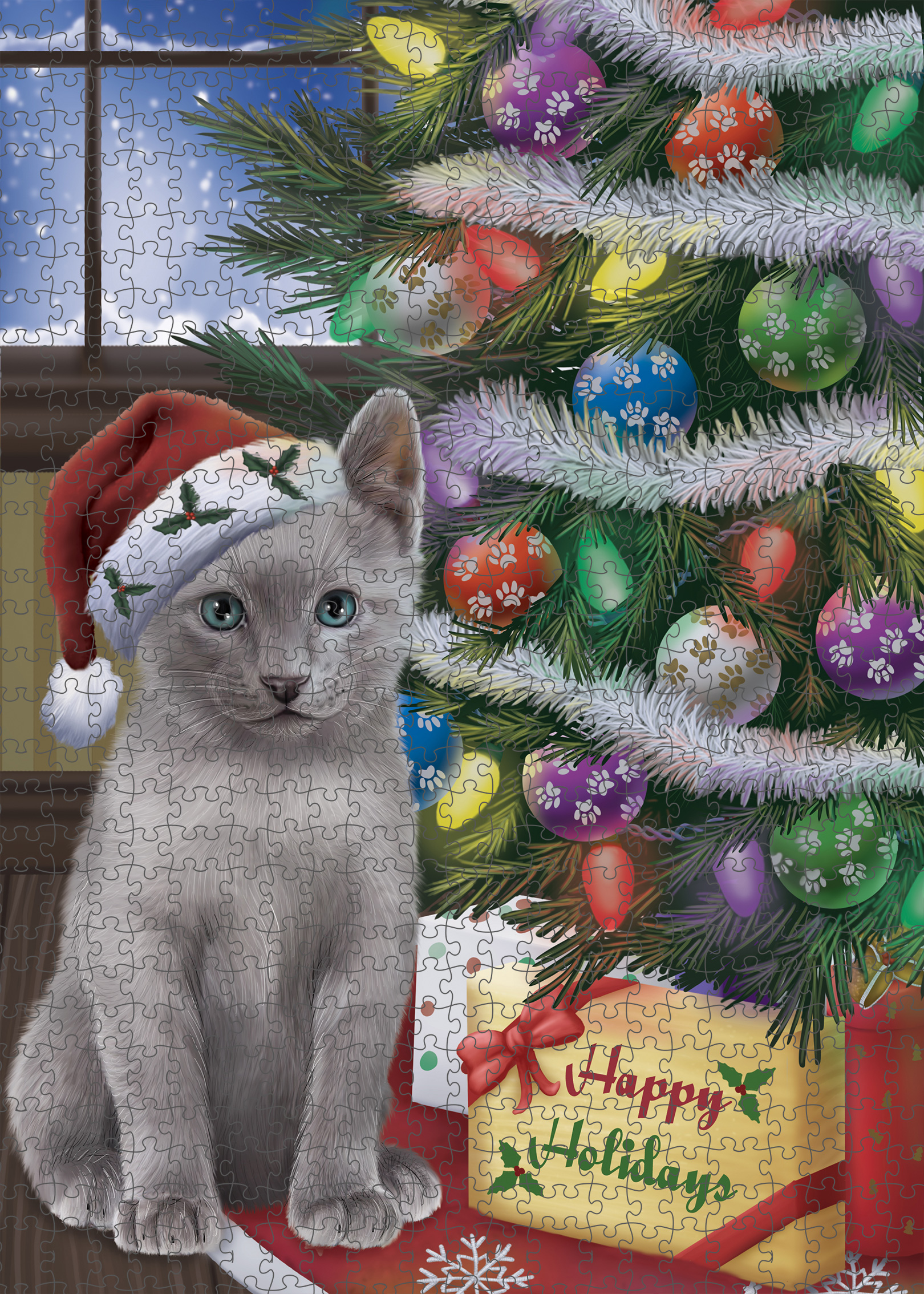 Russian Blue Jigsaw Puzzle for Adults Interlocking Games Christmas Cat Gift NWT - Picture 37 of 49