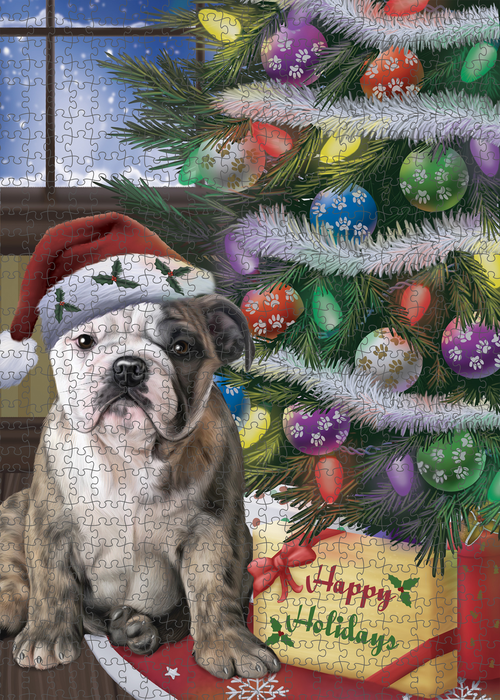 Christmas Bulldog Photo Jigsaw Interlocking 200 Pcs. Puzzle - Picture 50 of 62