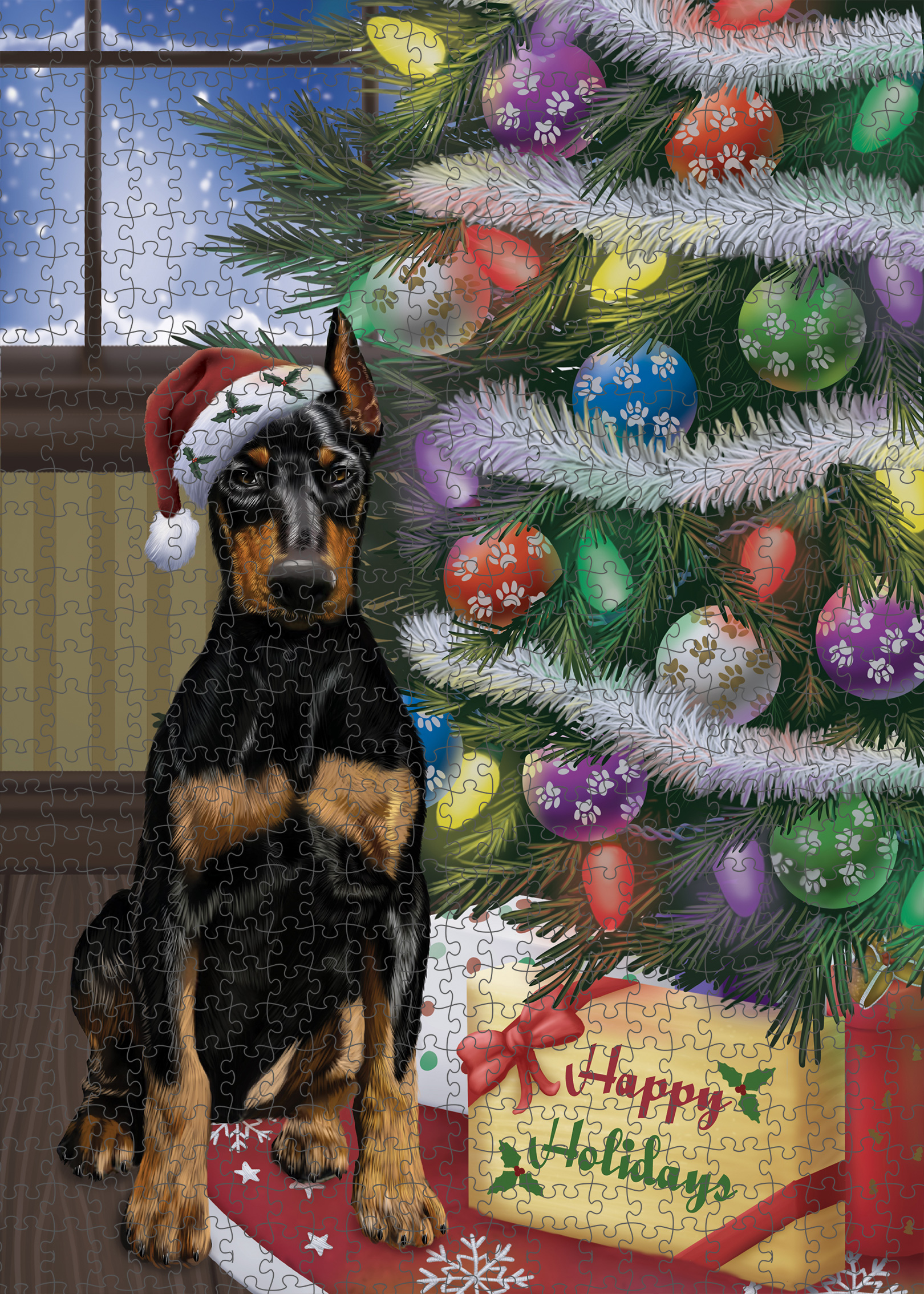 Christmas Doberman Pinscher Dog Photo Jigsaw Interlocking 200 Pcs. Puzzle - Picture 43 of 52