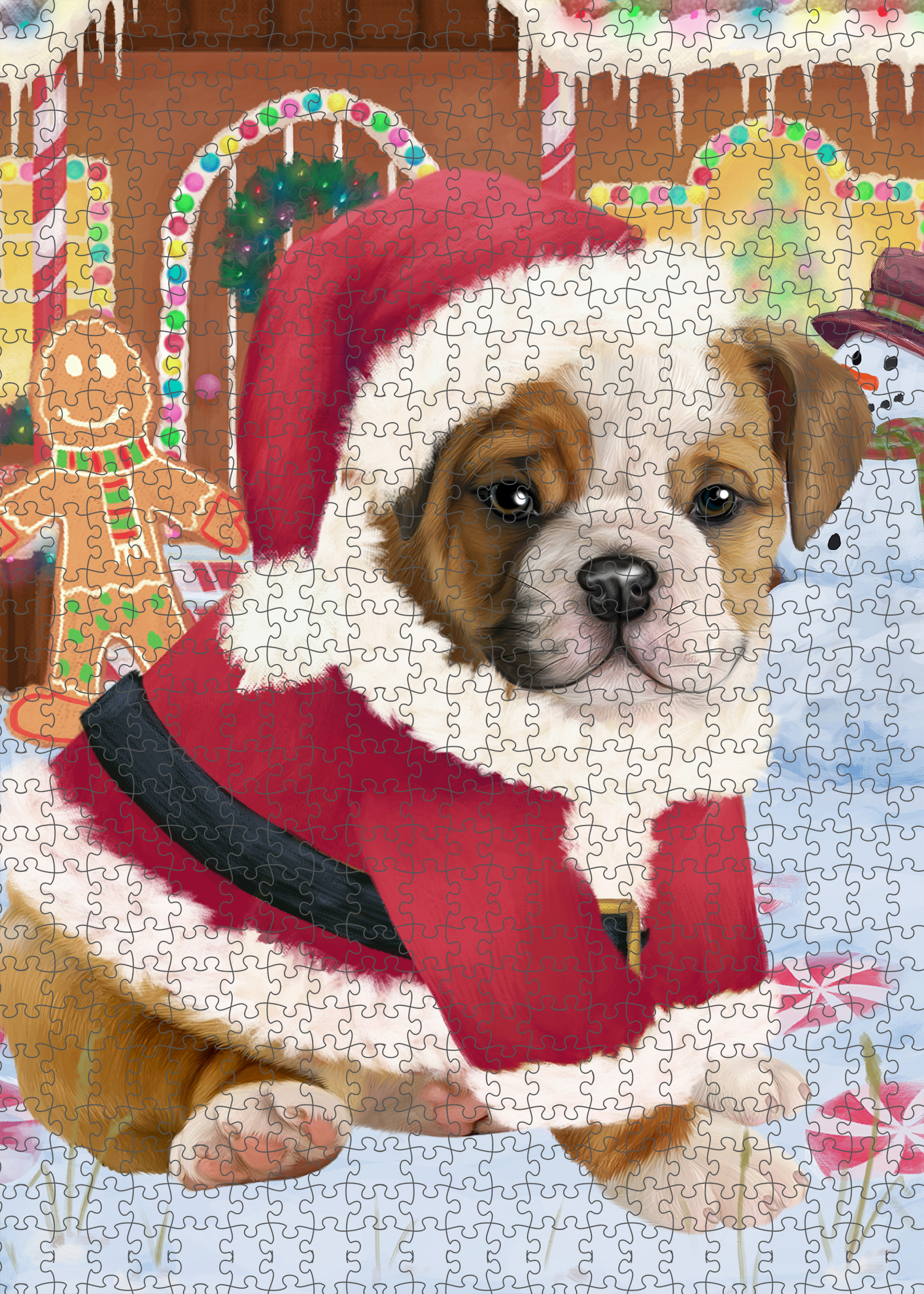 Christmas Bulldog Photo Jigsaw Interlocking 200 Pcs. Puzzle - Picture 14 of 62