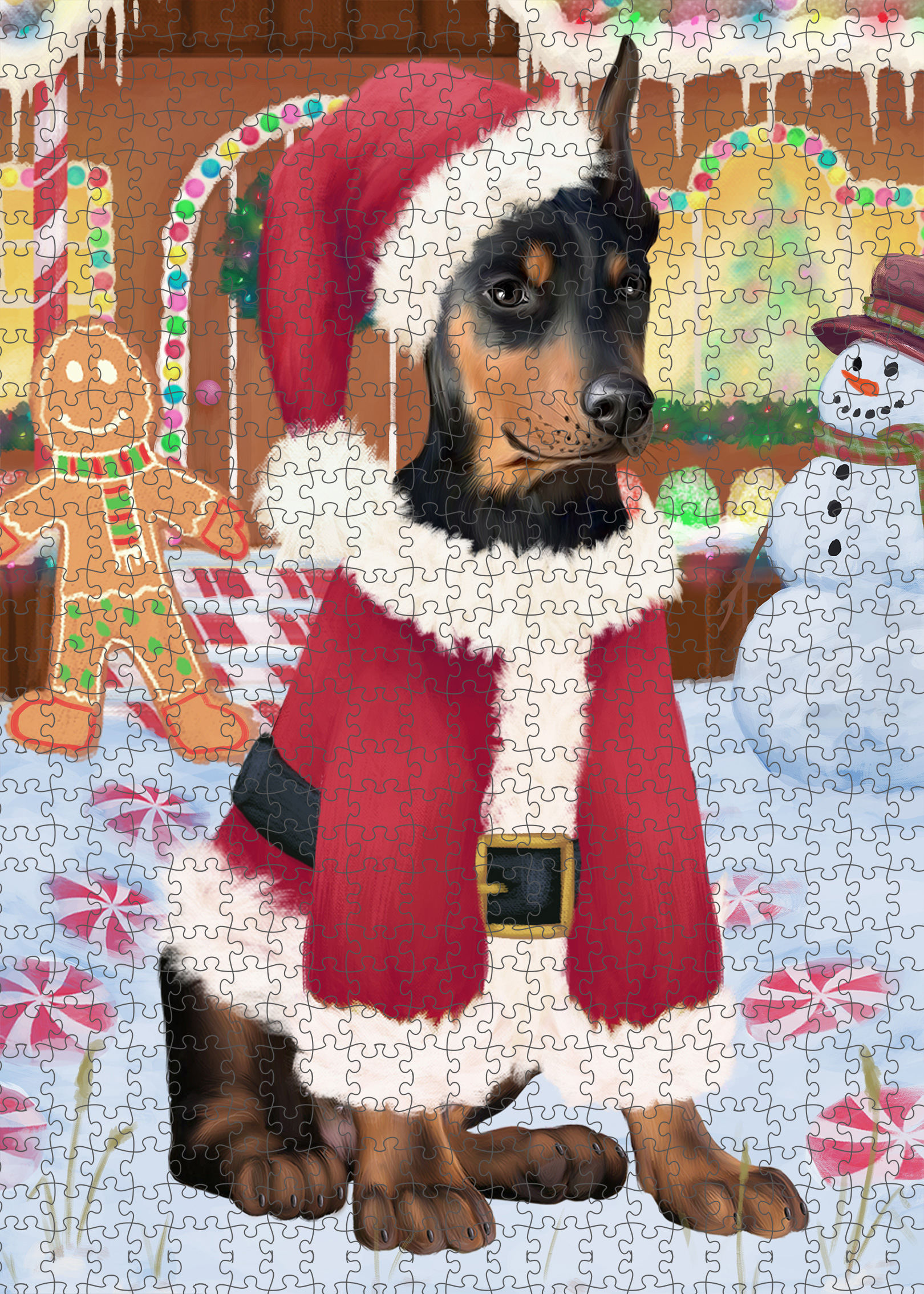 Christmas Doberman Pinscher Dog Photo Jigsaw Interlocking 200 Pcs. Puzzle - Picture 14 of 52