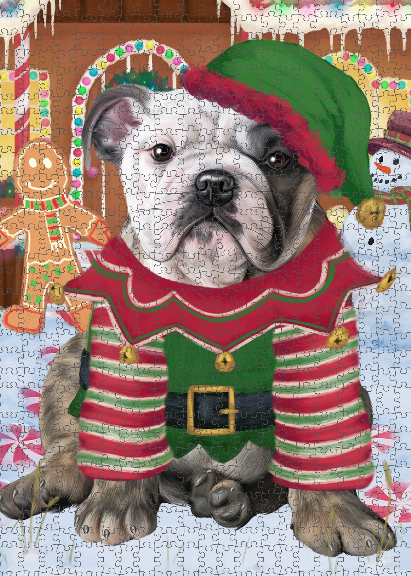 Christmas Bulldog Photo Jigsaw Interlocking 200 Pcs. Puzzle - Picture 16 of 62