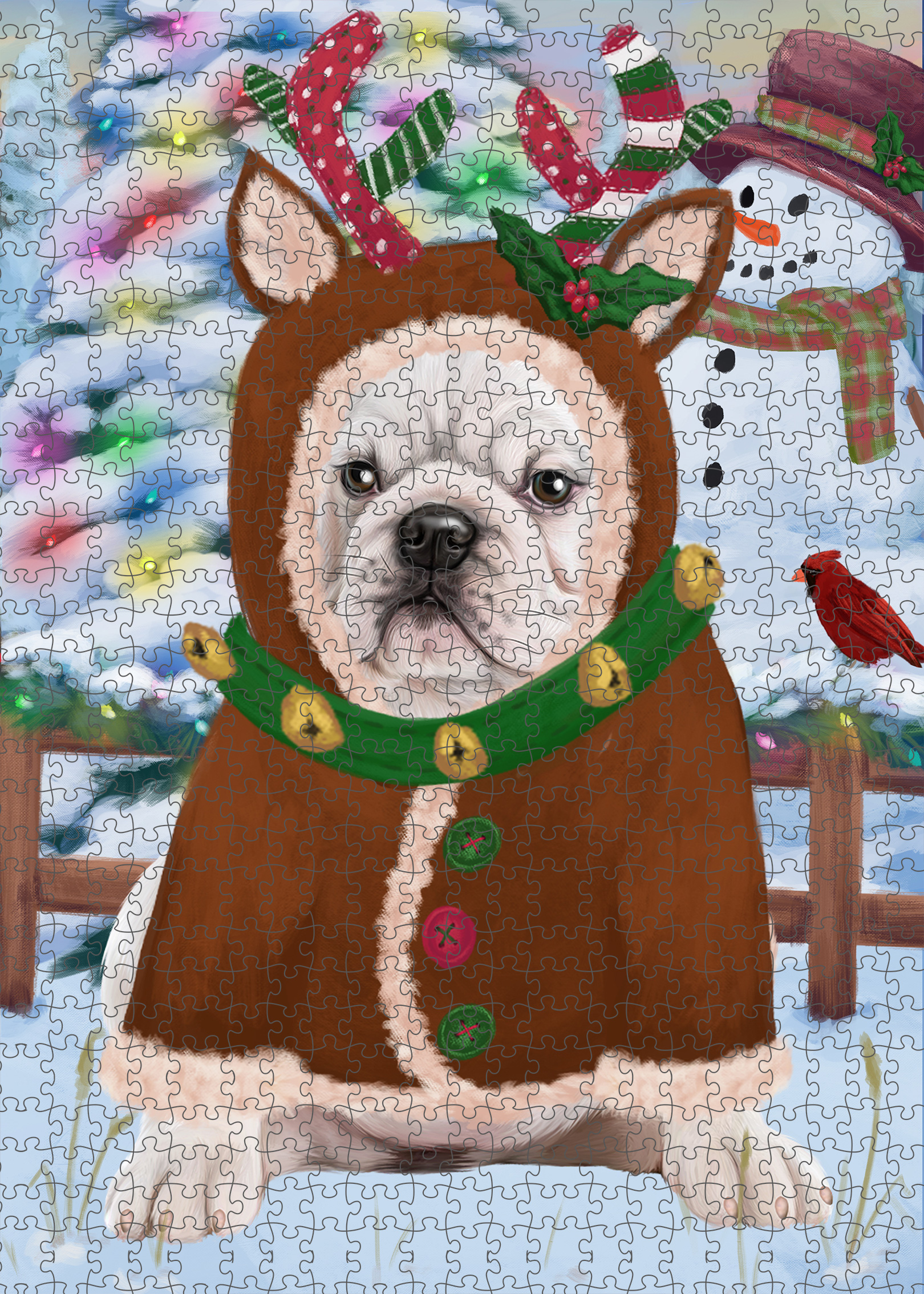 Christmas Bulldog Photo Jigsaw Interlocking 200 Pcs. Puzzle - Picture 17 of 62