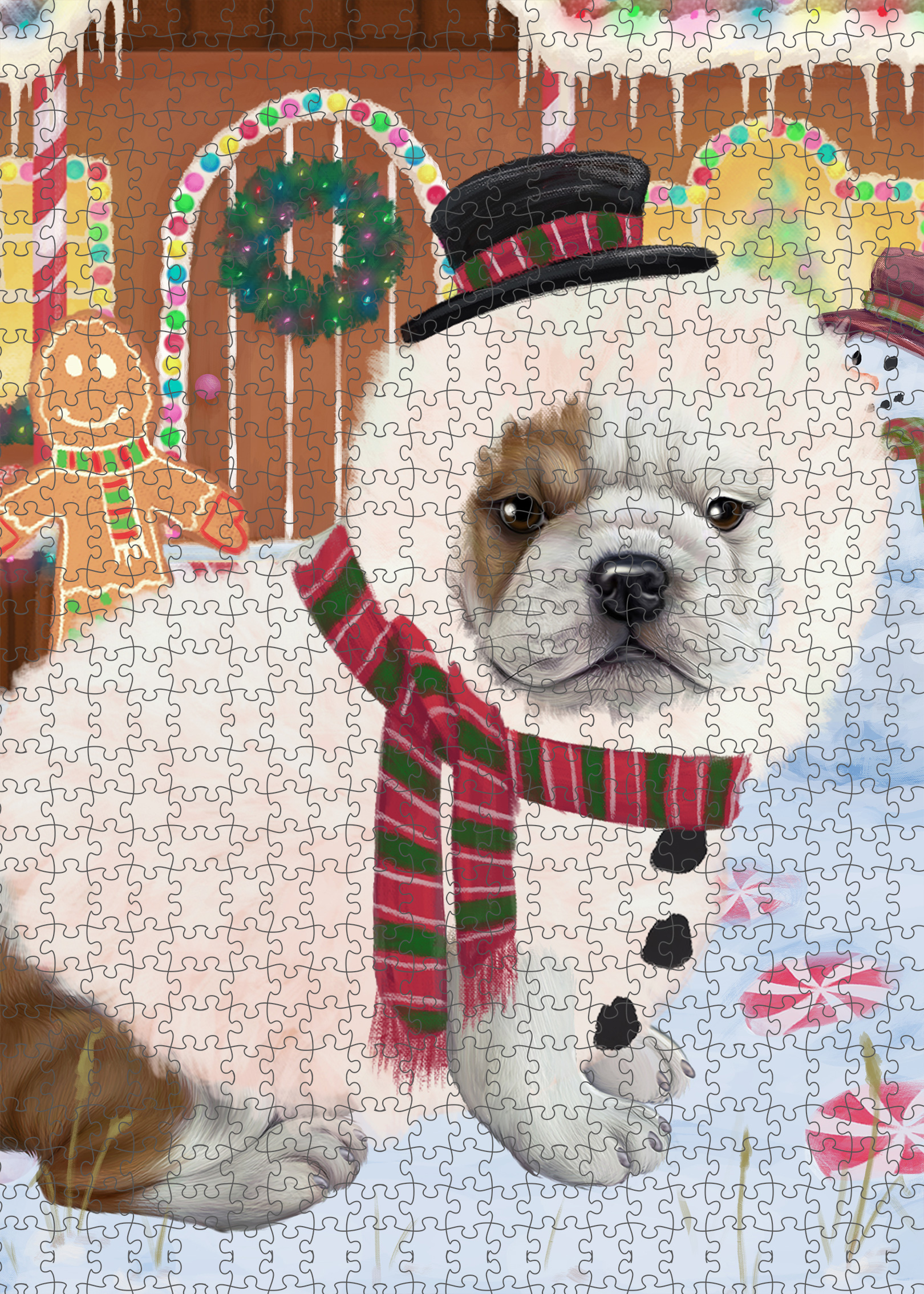 Christmas Bulldog Photo Jigsaw Interlocking 200 Pcs. Puzzle - Picture 18 of 62
