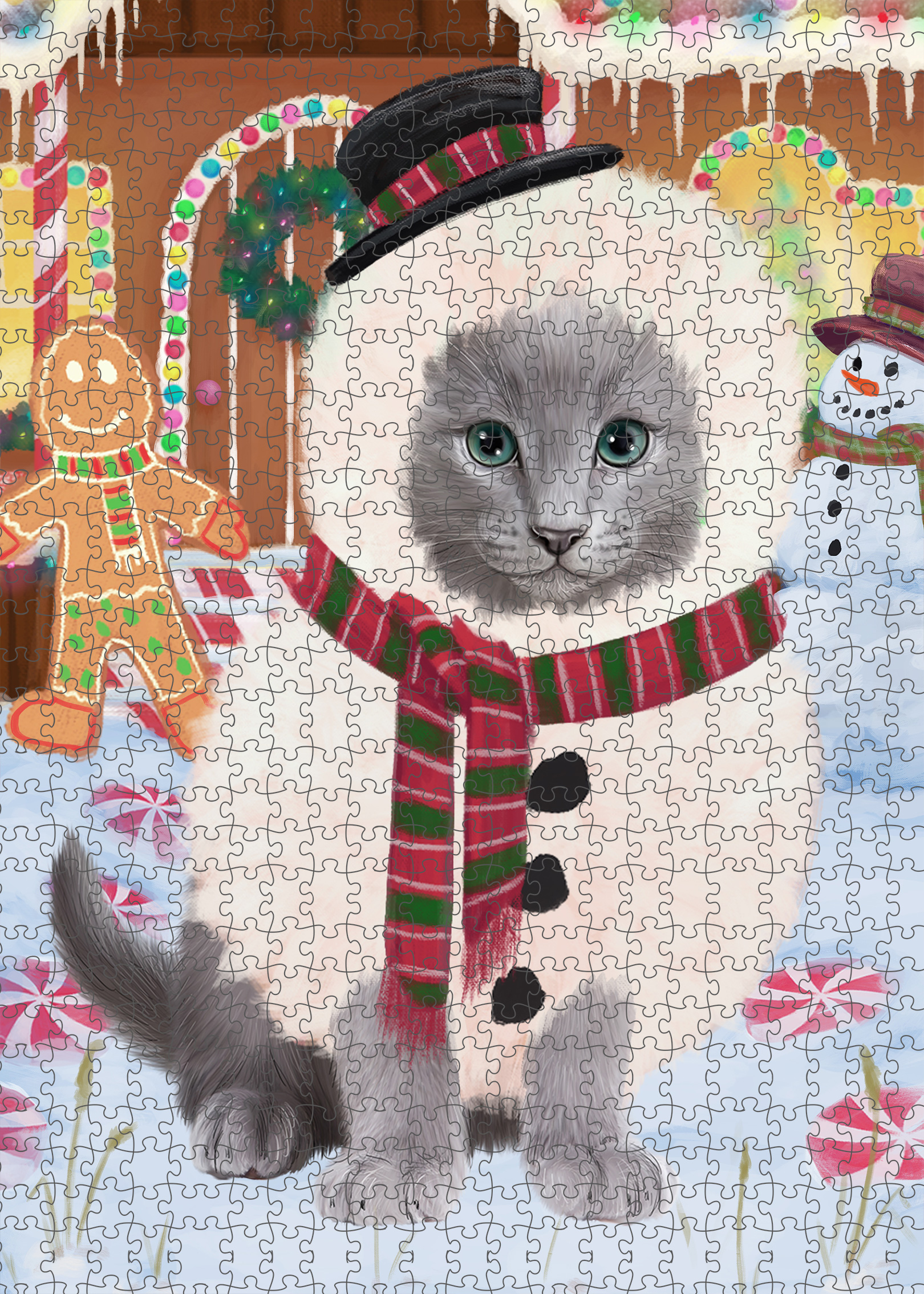 Russian Blue Jigsaw Puzzle for Adults Interlocking Games Christmas Cat Gift NWT - Picture 32 of 49