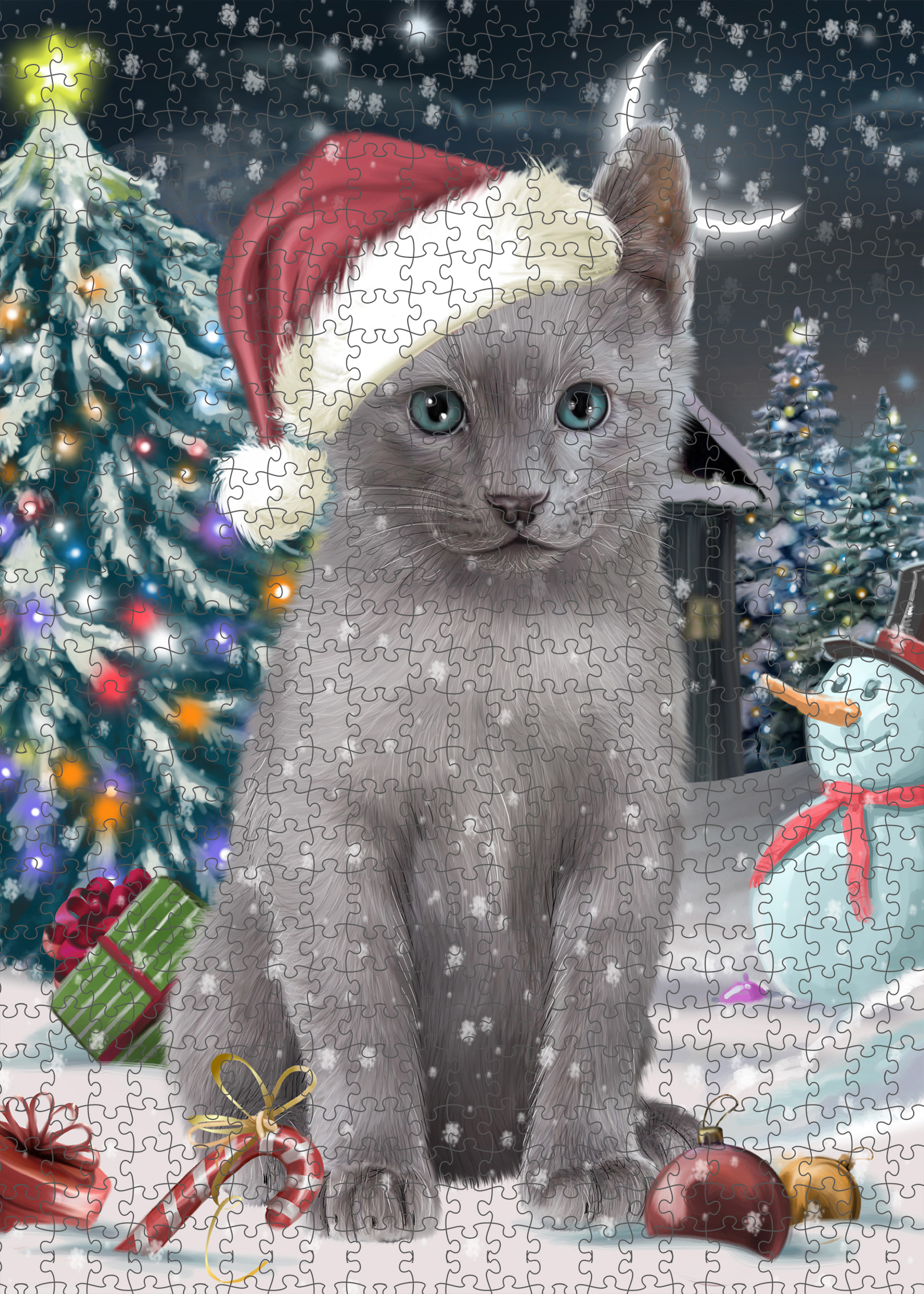 Russian Blue Jigsaw Puzzle for Adults Interlocking Games Christmas Cat Gift NWT - Picture 15 of 49