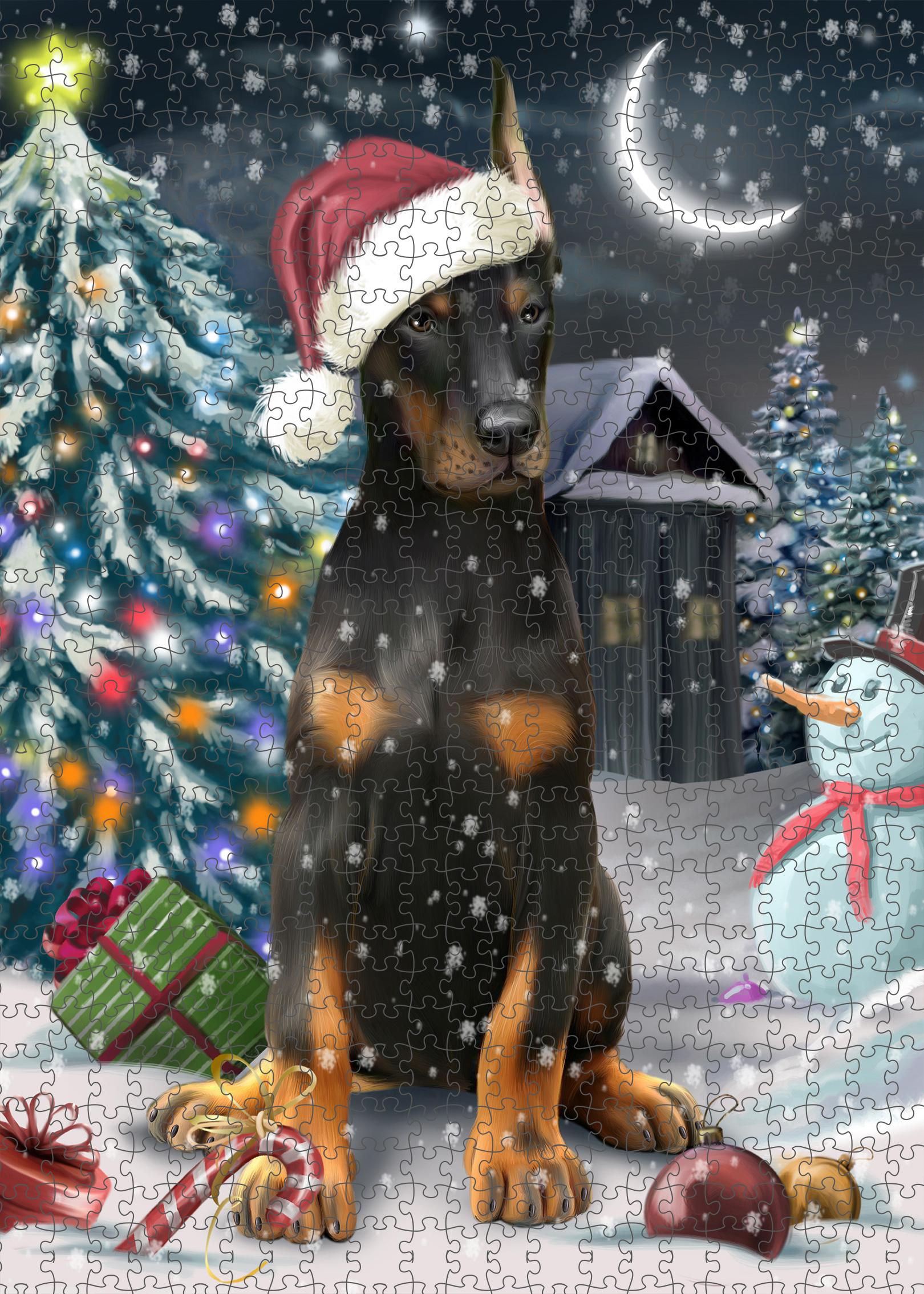 Christmas Doberman Pinscher Dog Photo Jigsaw Interlocking 200 Pcs. Puzzle - Picture 19 of 52