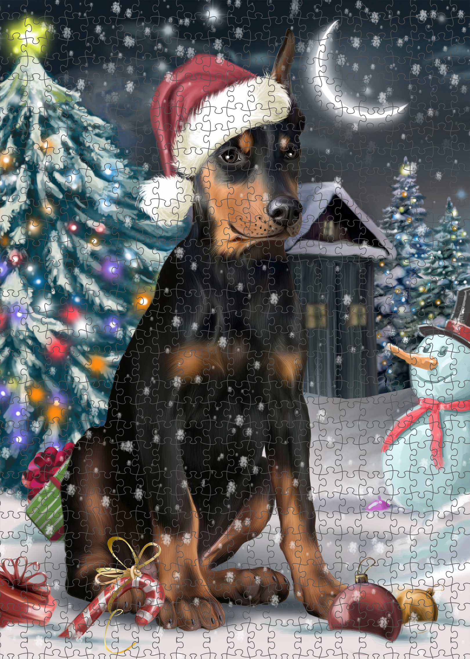 Christmas Doberman Pinscher Dog Photo Jigsaw Interlocking 200 Pcs. Puzzle - Picture 20 of 52