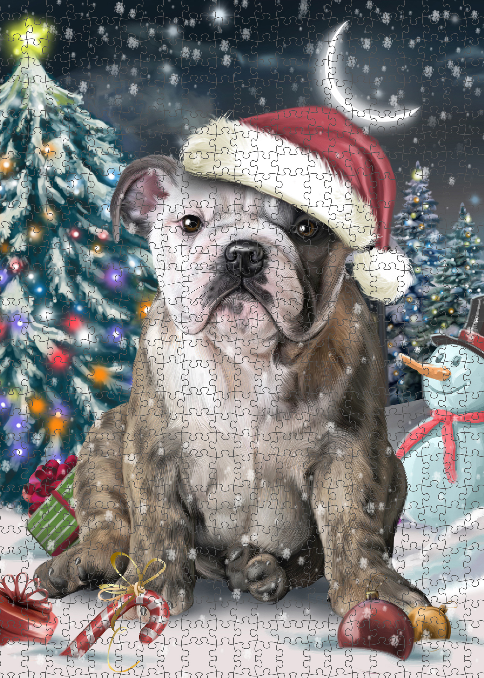 Christmas Bulldog Photo Jigsaw Interlocking 200 Pcs. Puzzle - Picture 21 of 62