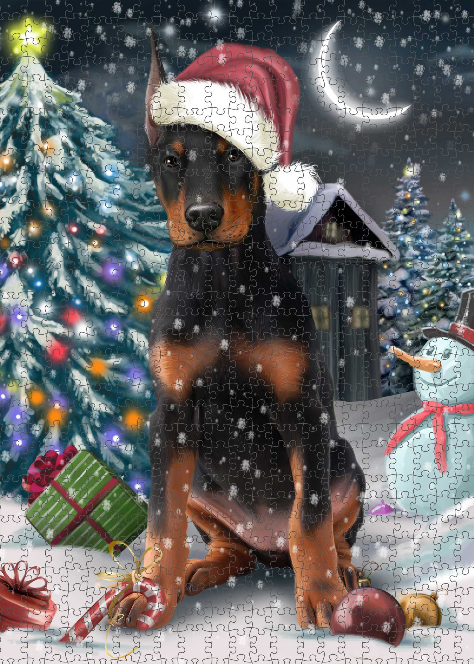 Christmas Doberman Pinscher Dog Photo Jigsaw Interlocking 200 Pcs. Puzzle - Picture 21 of 52