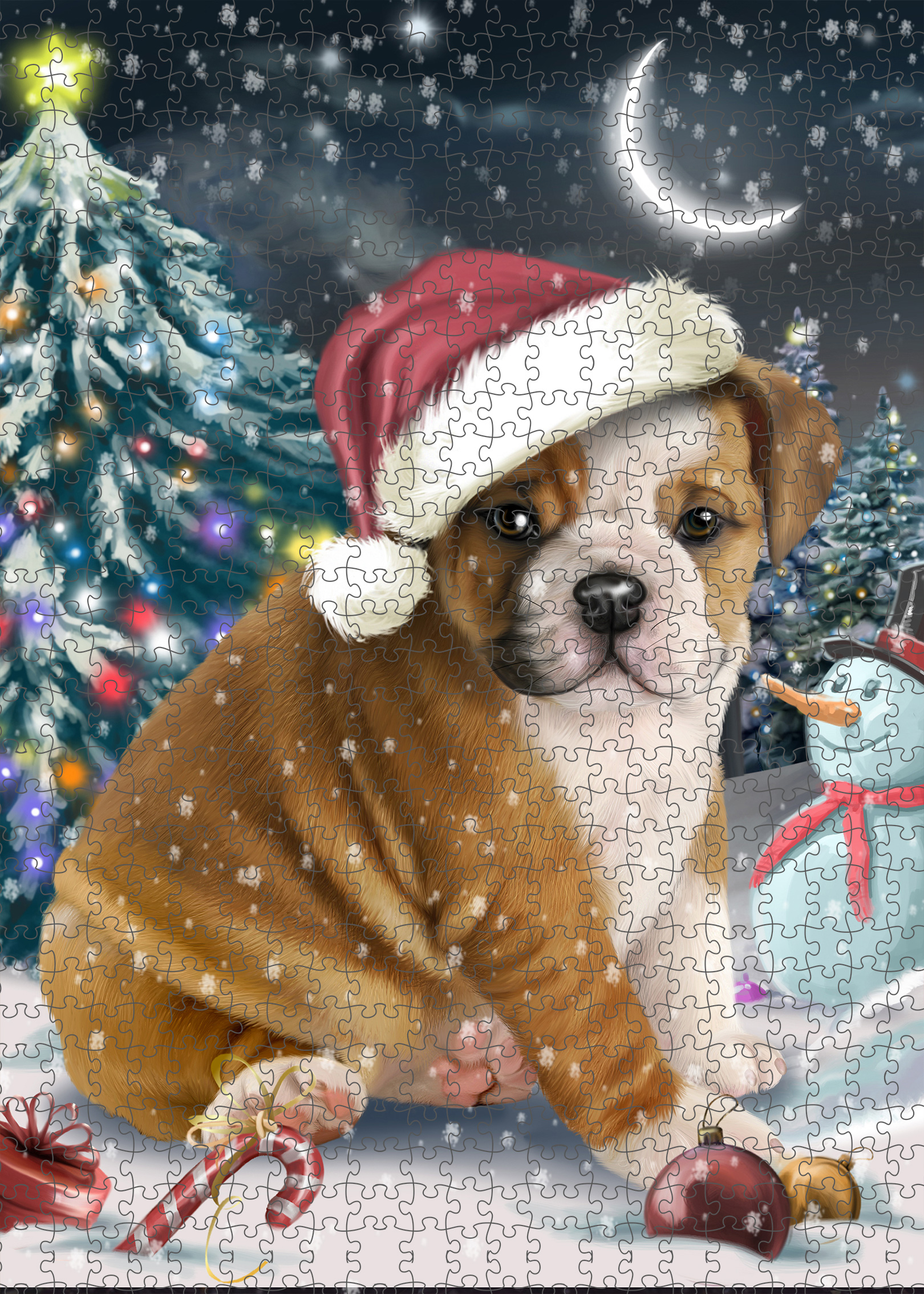 Christmas Bulldog Photo Jigsaw Interlocking 200 Pcs. Puzzle - Picture 22 of 62
