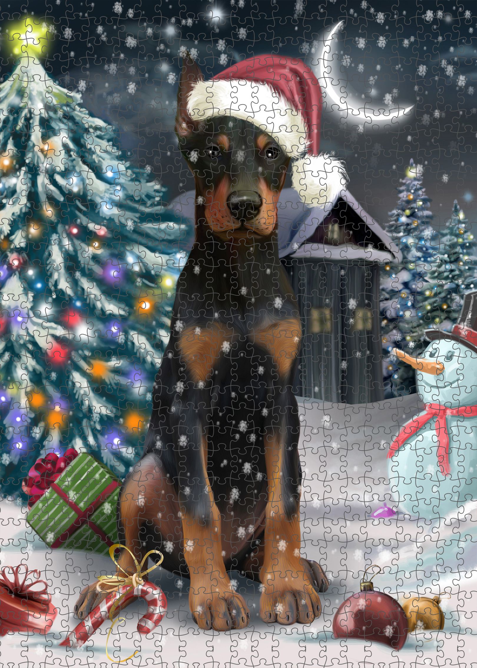 Christmas Doberman Pinscher Dog Photo Jigsaw Interlocking 200 Pcs. Puzzle - Picture 22 of 52