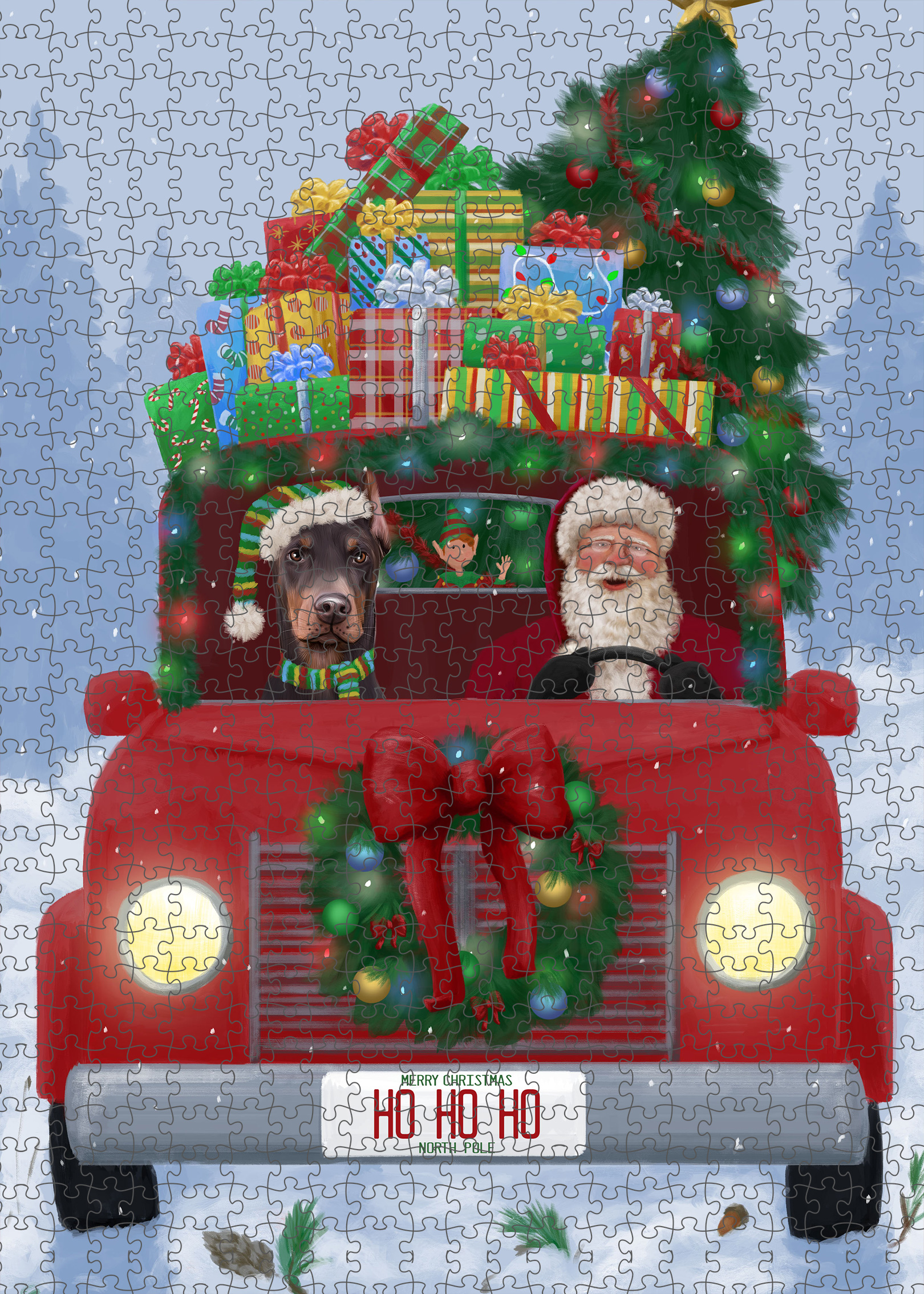 Christmas Doberman Pinscher Dog Photo Jigsaw Interlocking 200 Pcs. Puzzle - Picture 23 of 52