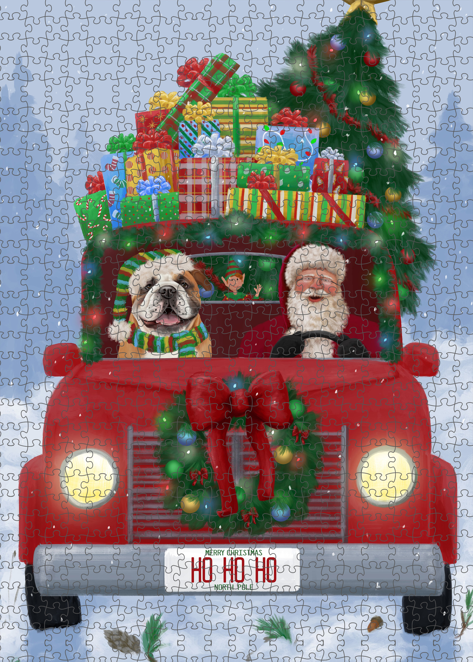 Christmas Bulldog Photo Jigsaw Interlocking 200 Pcs. Puzzle - Picture 23 of 62