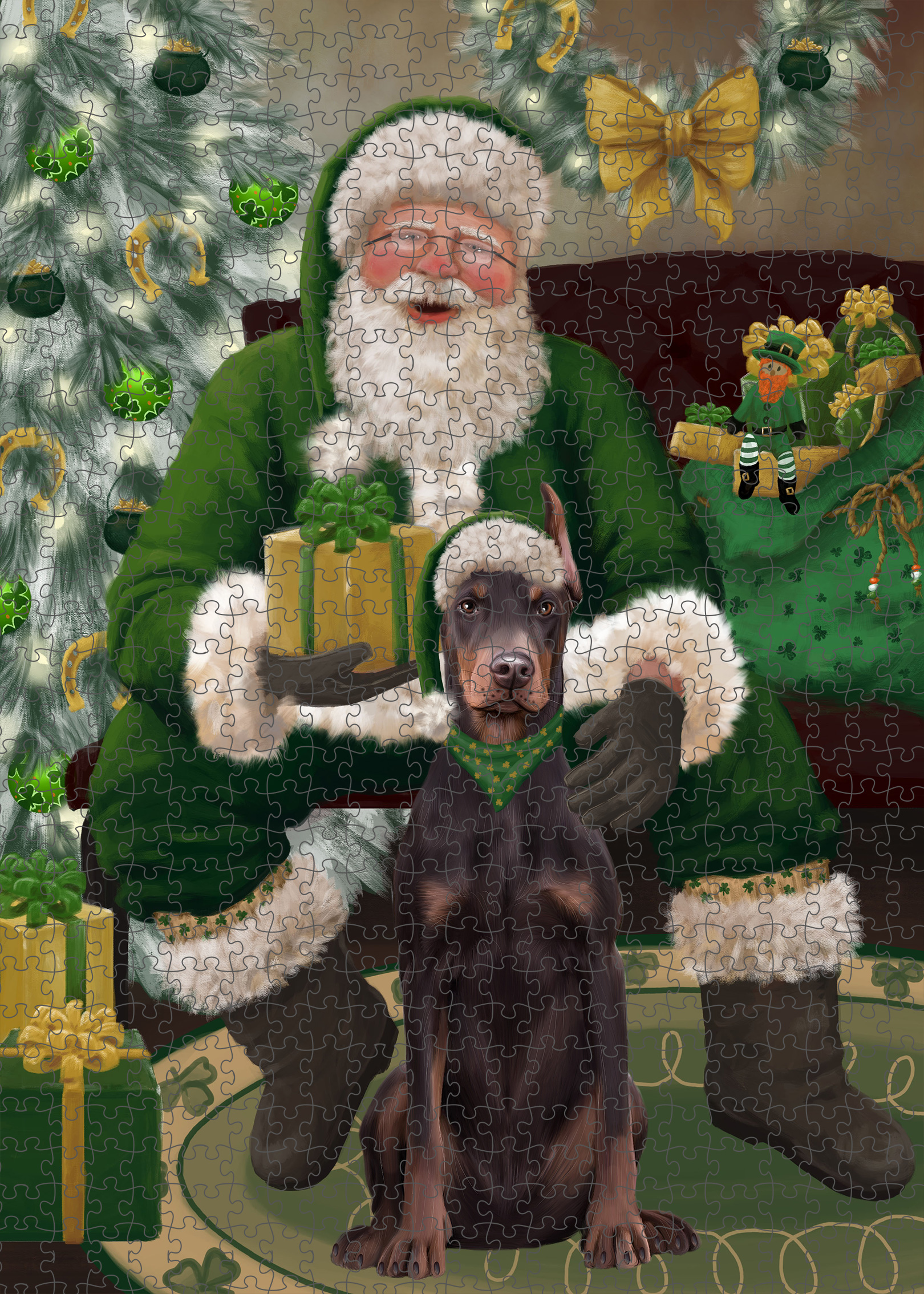 Christmas Doberman Pinscher Dog Photo Jigsaw Interlocking 200 Pcs. Puzzle - Picture 24 of 52