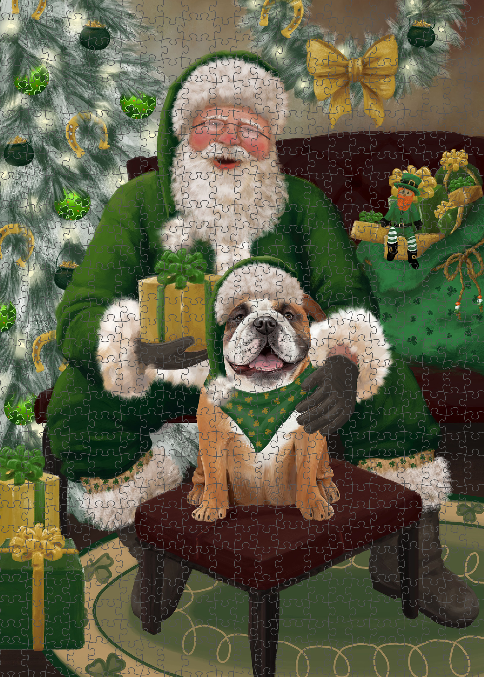 Christmas Bulldog Photo Jigsaw Interlocking 200 Pcs. Puzzle - Picture 24 of 62