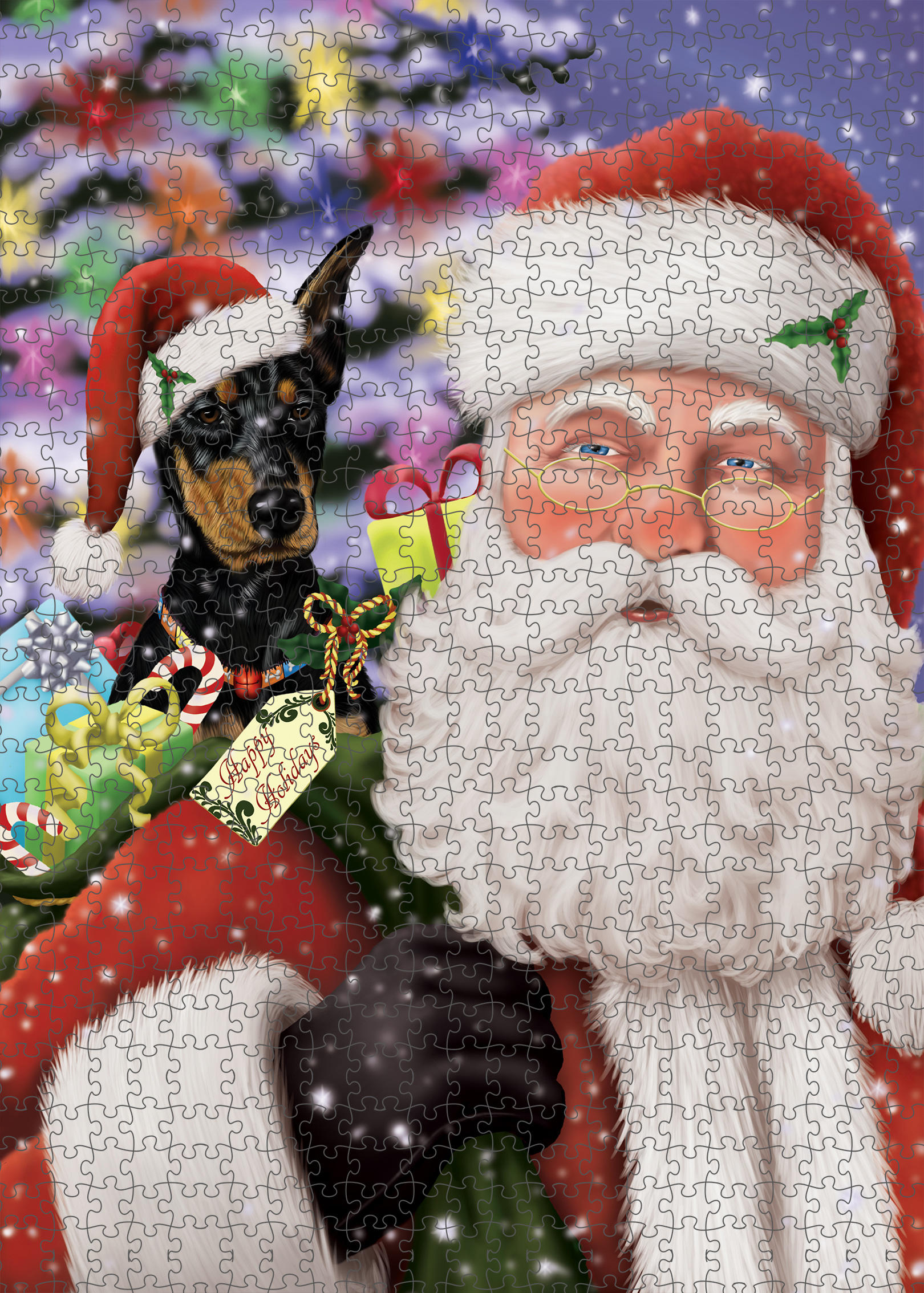 Christmas Doberman Pinscher Dog Photo Jigsaw Interlocking 200 Pcs. Puzzle - Picture 1 of 52