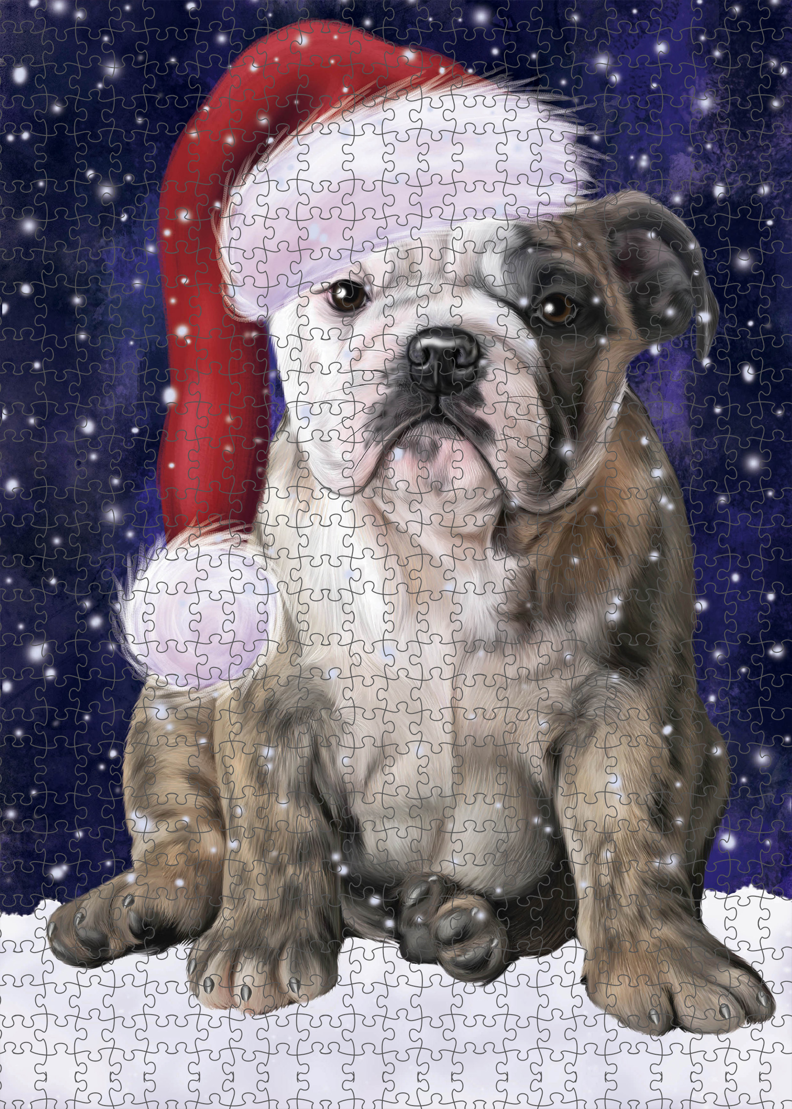 Christmas Bulldog Photo Jigsaw Interlocking 200 Pcs. Puzzle - Picture 31 of 62
