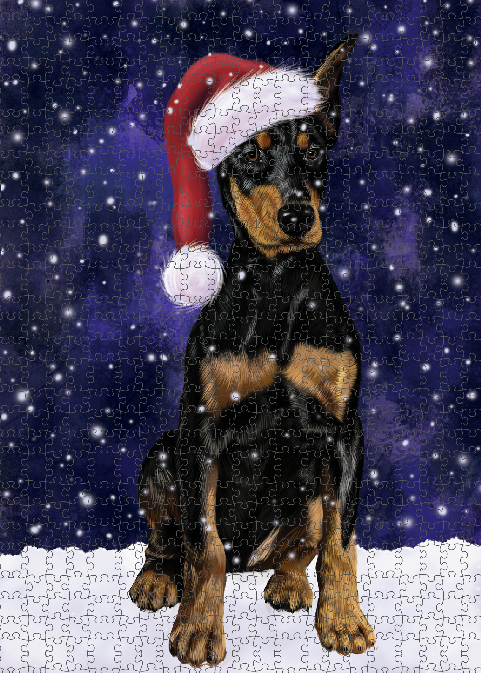 Christmas Doberman Pinscher Dog Photo Jigsaw Interlocking 200 Pcs. Puzzle - Picture 27 of 52