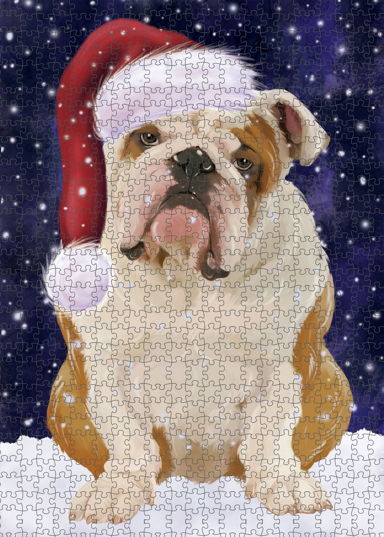 Christmas Bulldog Photo Jigsaw Interlocking 200 Pcs. Puzzle - Picture 32 of 62