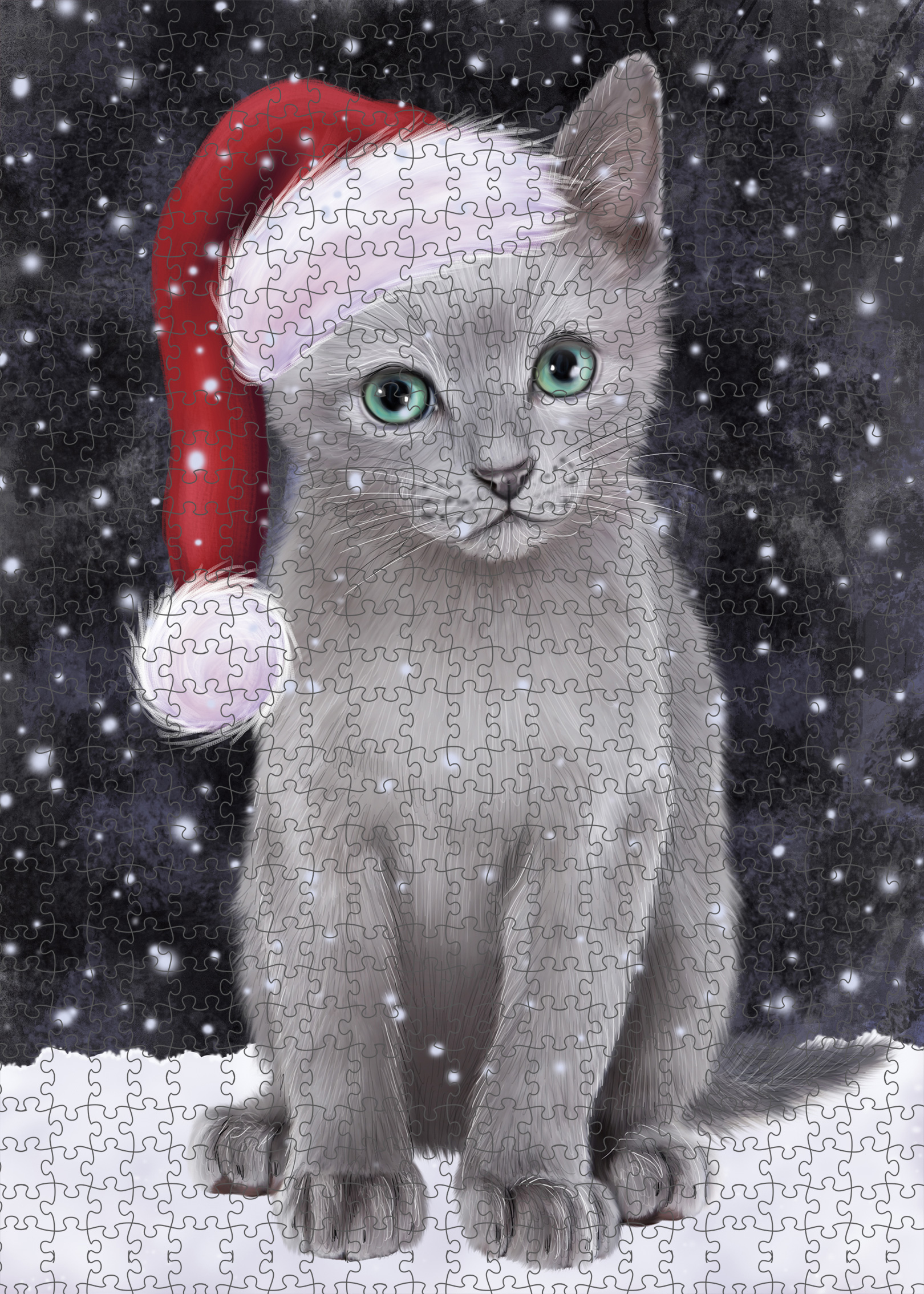 Russian Blue Jigsaw Puzzle for Adults Interlocking Games Christmas Cat Gift NWT - Picture 41 of 49