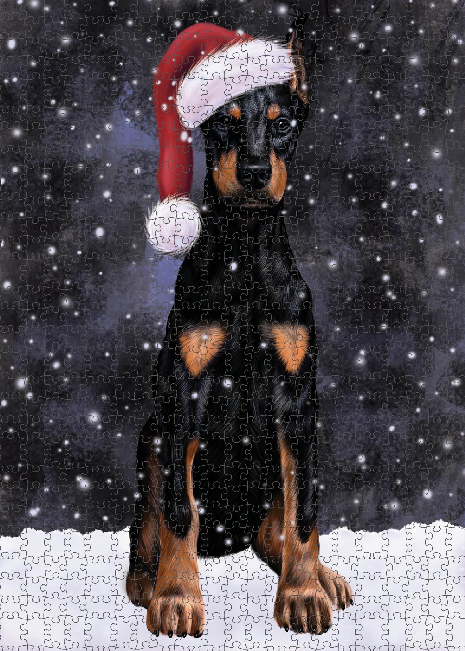 Christmas Doberman Pinscher Dog Photo Jigsaw Interlocking 200 Pcs. Puzzle - Picture 25 of 52