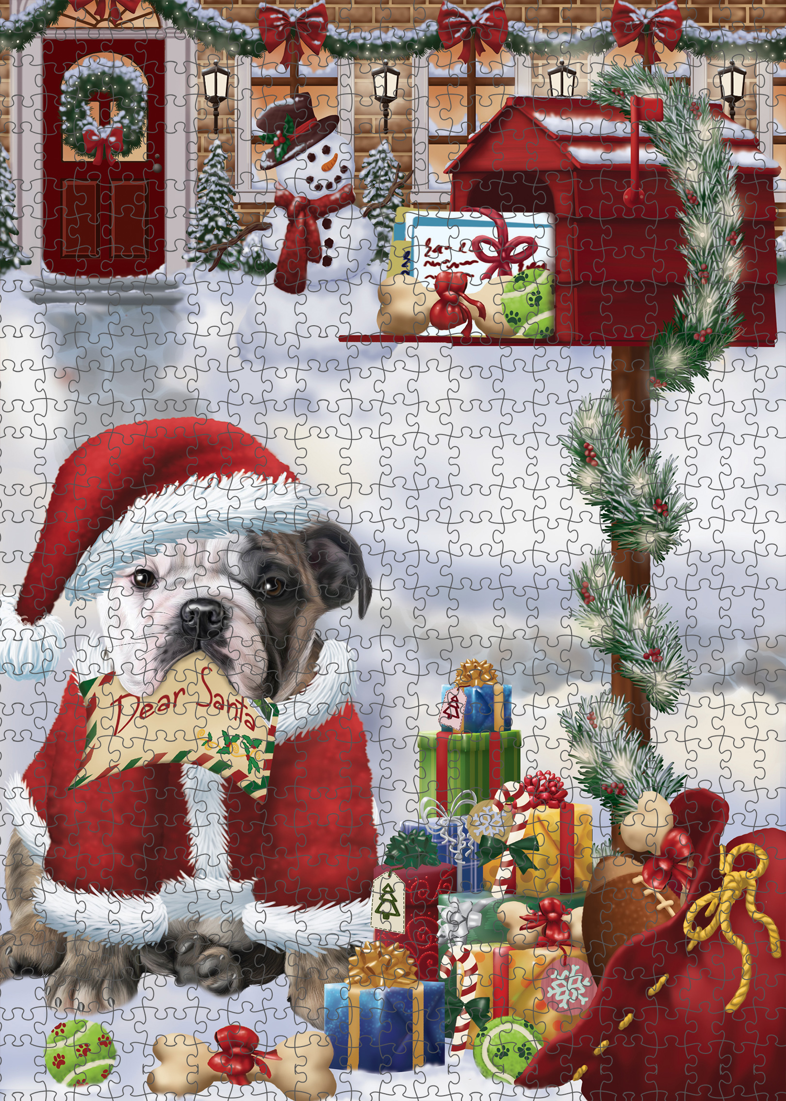 Christmas Bulldog Photo Jigsaw Interlocking 200 Pcs. Puzzle - Picture 34 of 62