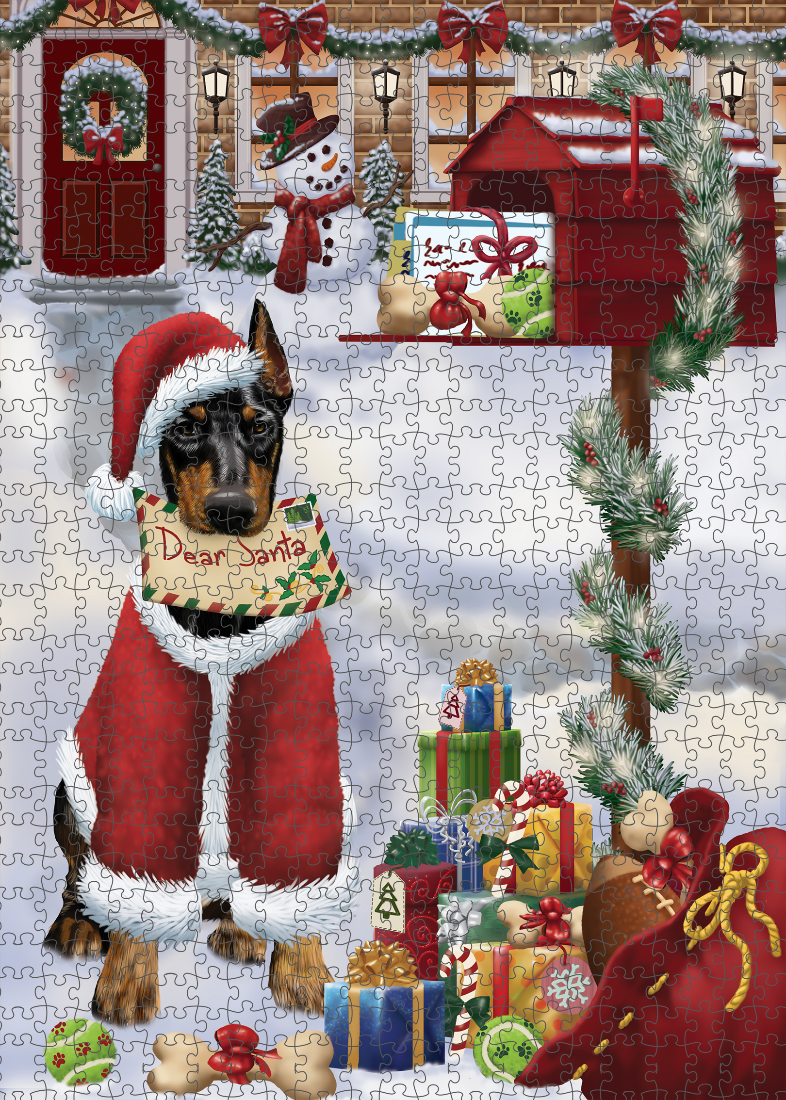 Christmas Doberman Pinscher Dog Photo Jigsaw Interlocking 200 Pcs. Puzzle - Picture 29 of 52