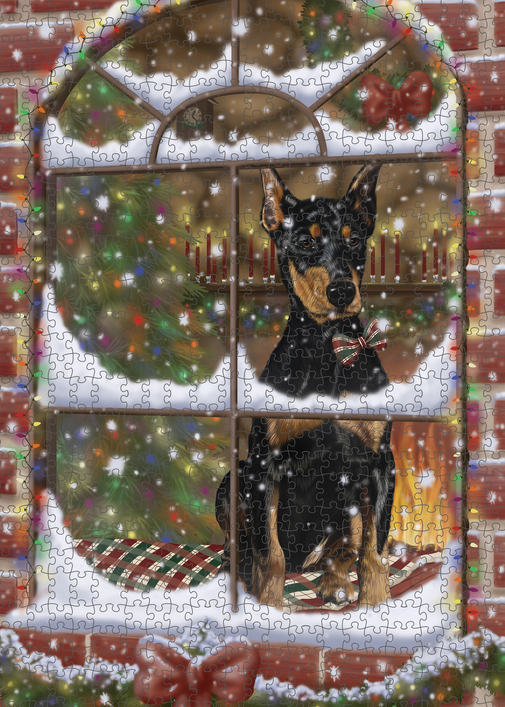 Christmas Doberman Pinscher Dog Photo Jigsaw Interlocking 200 Pcs. Puzzle - Picture 30 of 52