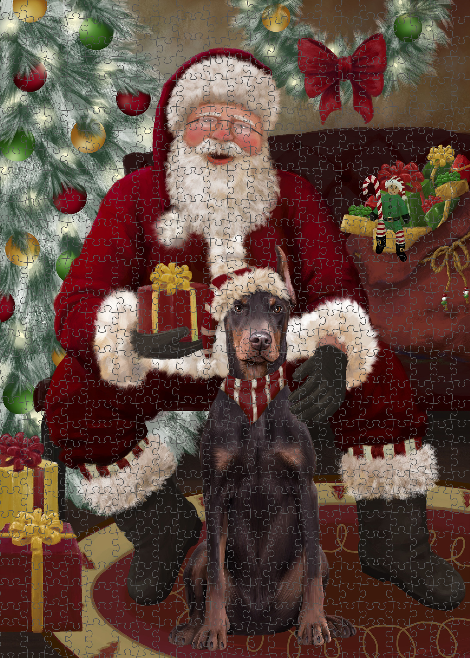 Christmas Doberman Pinscher Dog Photo Jigsaw Interlocking 200 Pcs. Puzzle - Picture 31 of 52