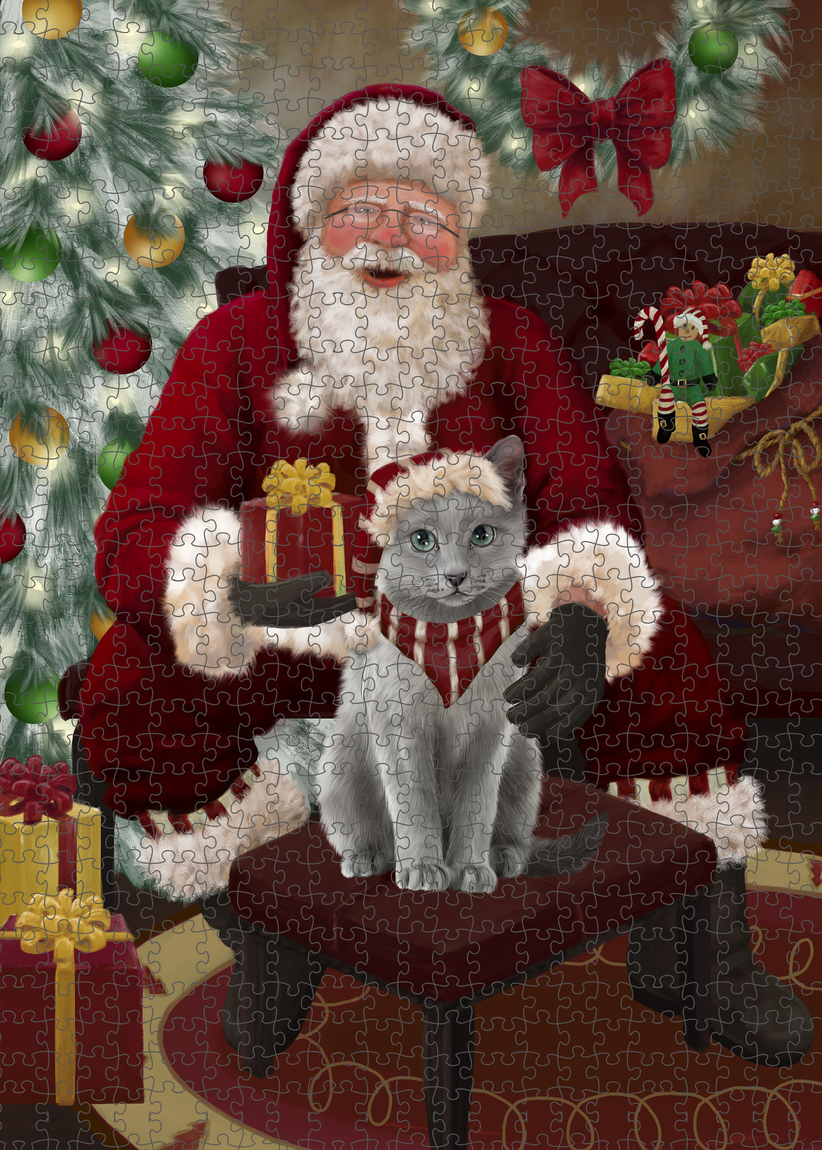 Russian Blue Jigsaw Puzzle for Adults Interlocking Games Christmas Cat Gift NWT - Picture 13 of 49