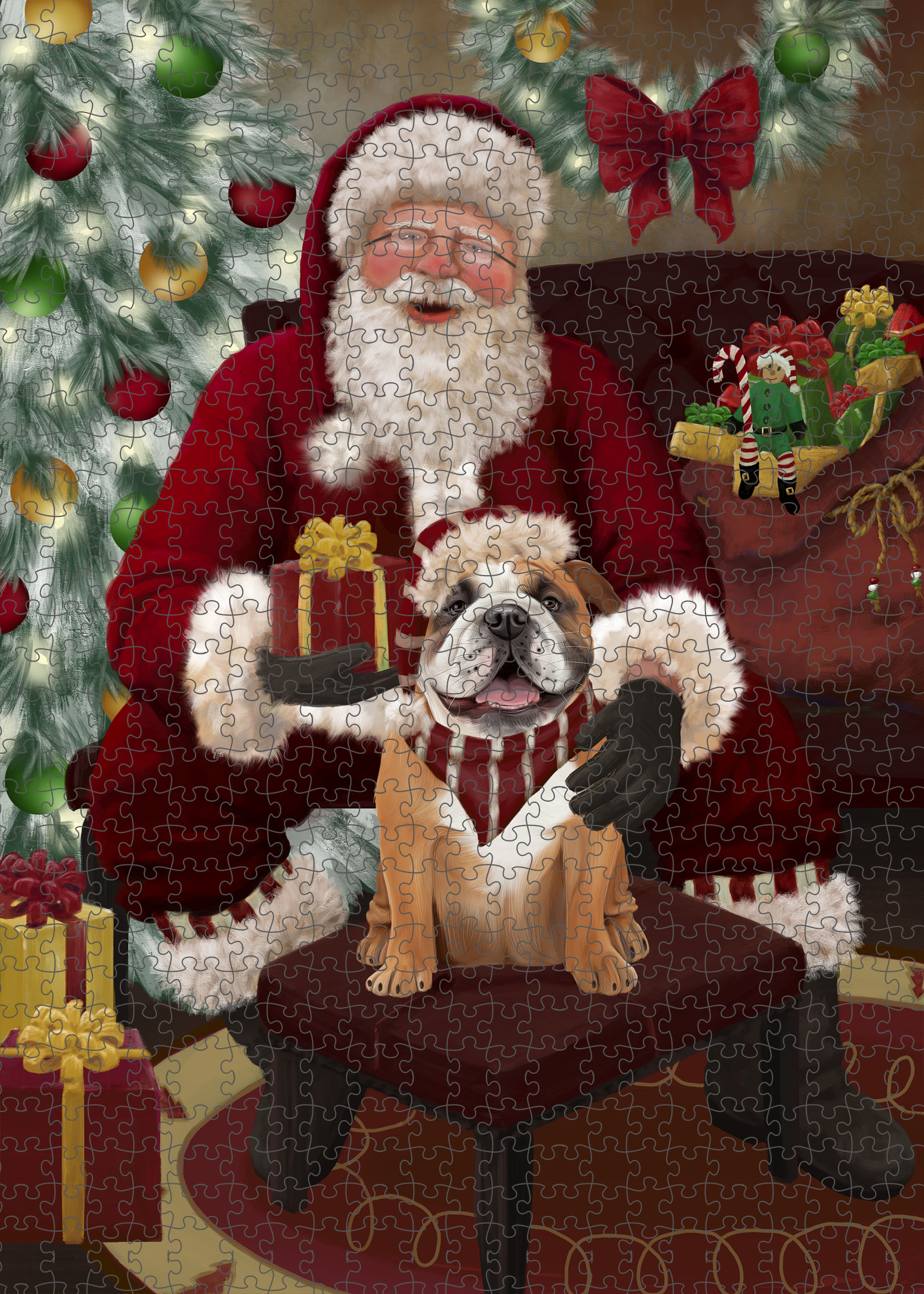 Christmas Bulldog Photo Jigsaw Interlocking 200 Pcs. Puzzle - Picture 36 of 62