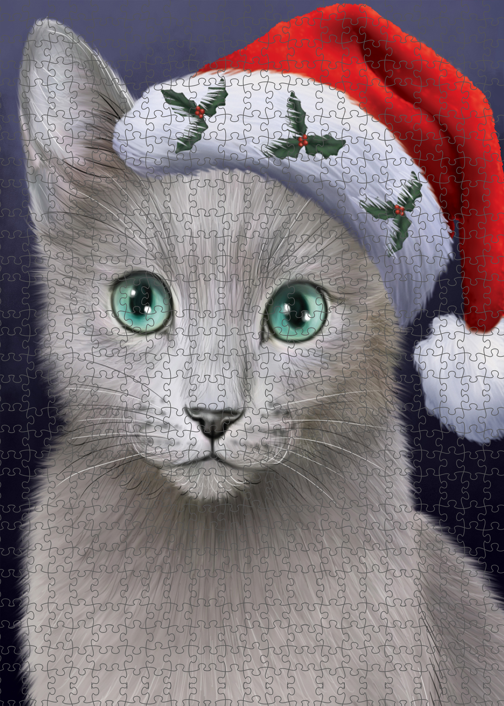 Russian Blue Jigsaw Puzzle for Adults Interlocking Games Christmas Cat Gift NWT - Picture 25 of 49