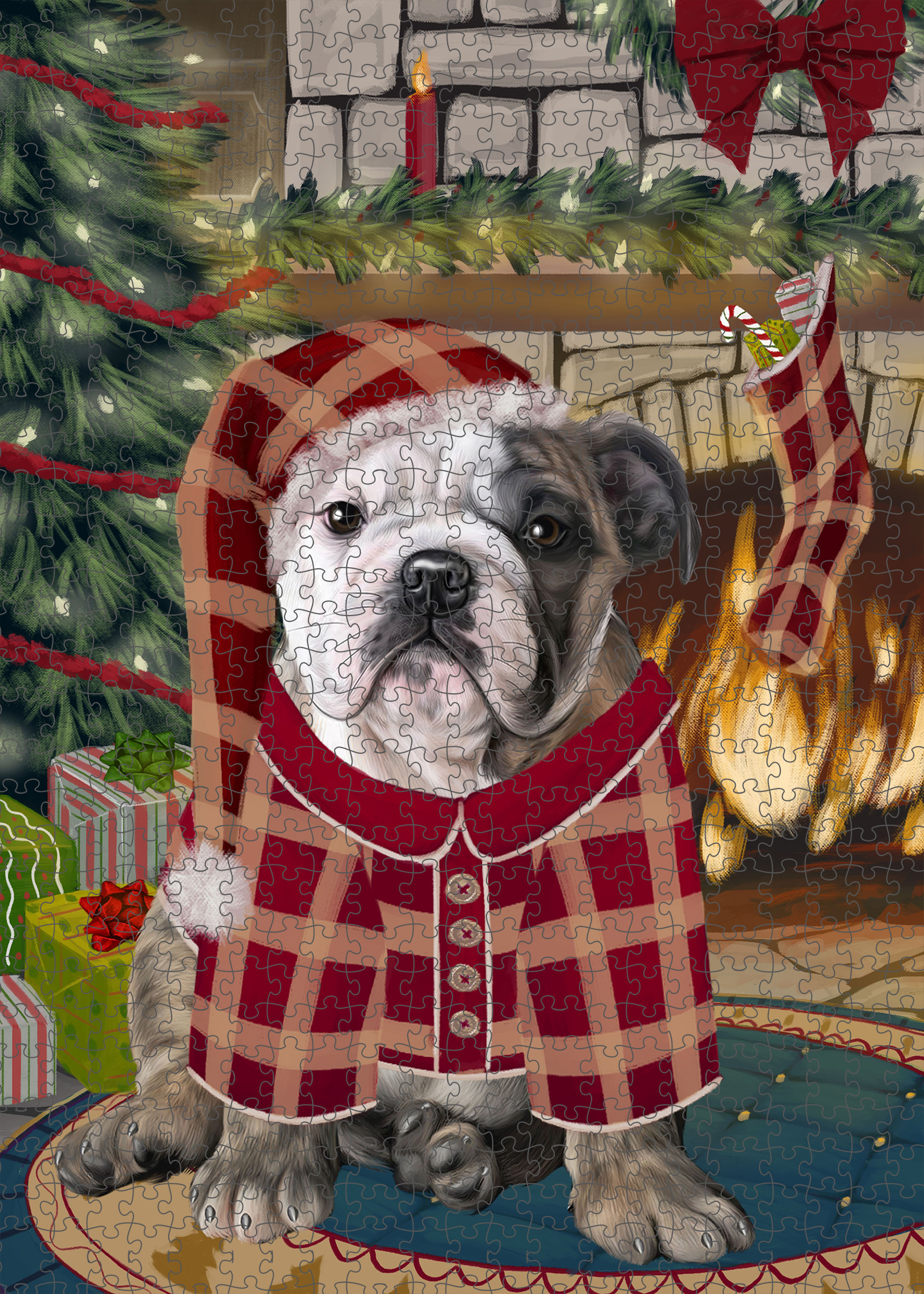 Christmas Bulldog Photo Jigsaw Interlocking 200 Pcs. Puzzle - Picture 41 of 62