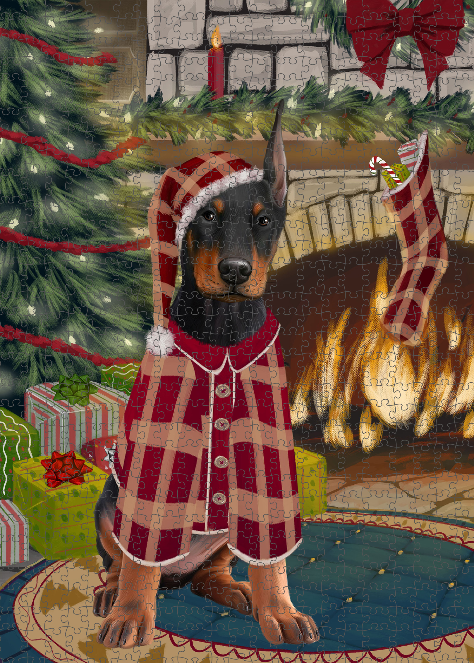 Christmas Doberman Pinscher Dog Photo Jigsaw Interlocking 200 Pcs. Puzzle - Picture 36 of 52