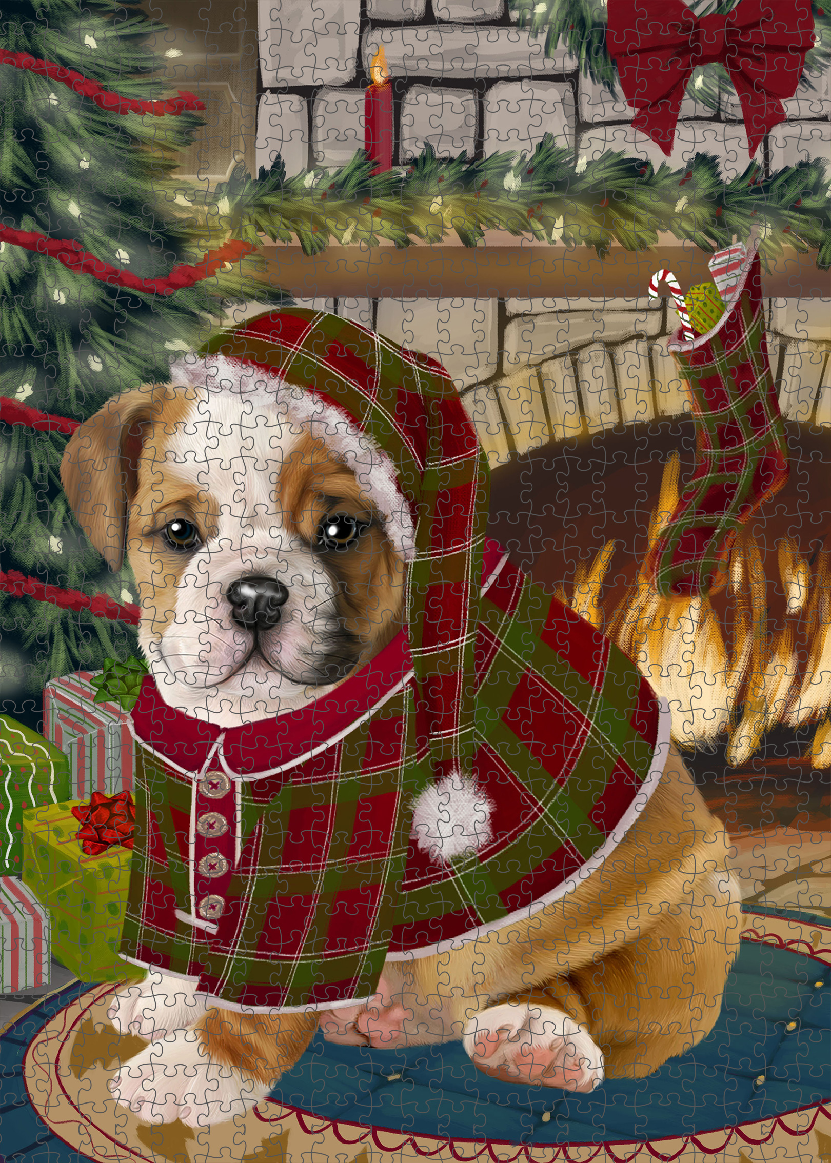 Christmas Bulldog Photo Jigsaw Interlocking 200 Pcs. Puzzle - Picture 42 of 62