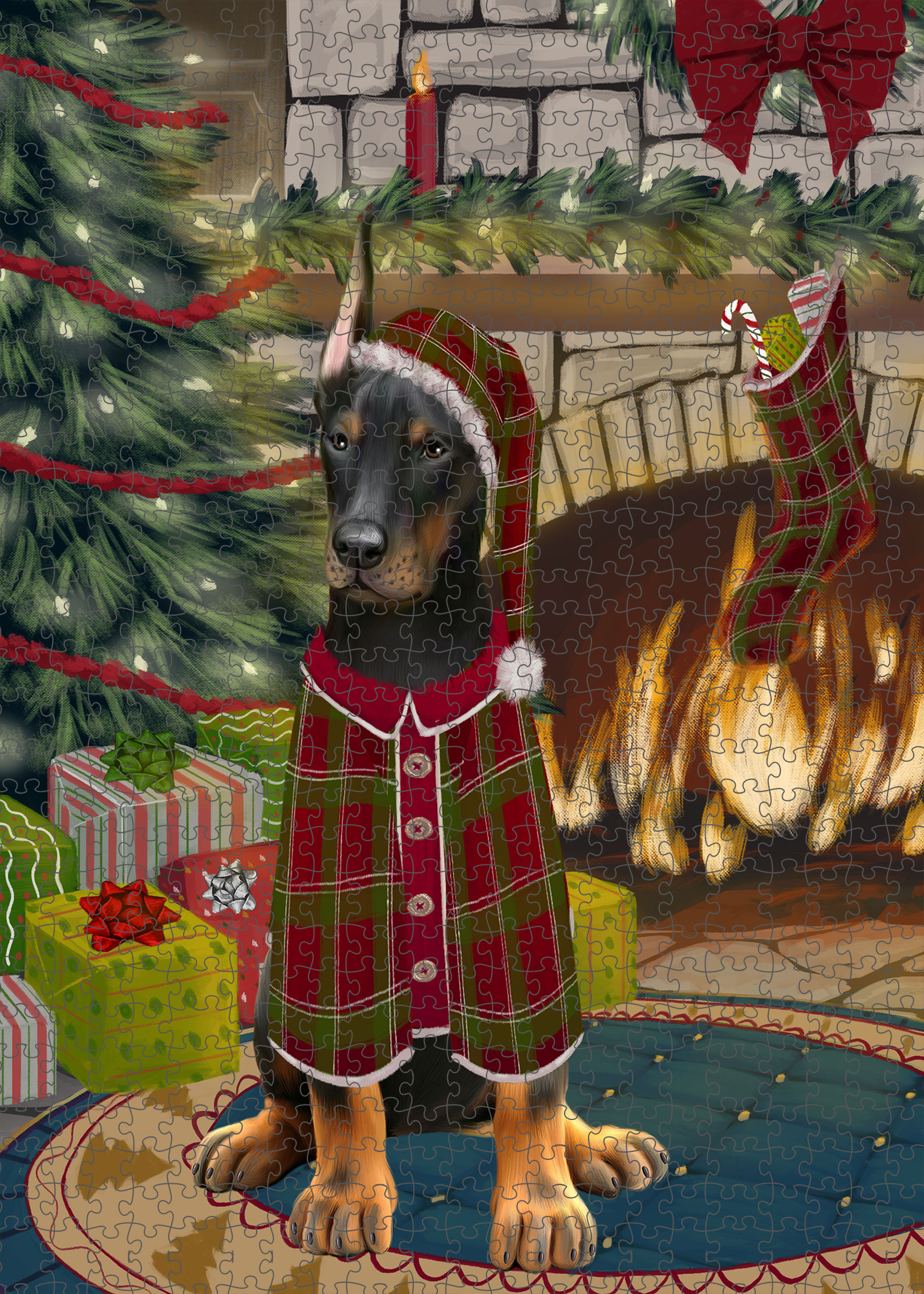 Christmas Doberman Pinscher Dog Photo Jigsaw Interlocking 200 Pcs. Puzzle - Picture 37 of 52