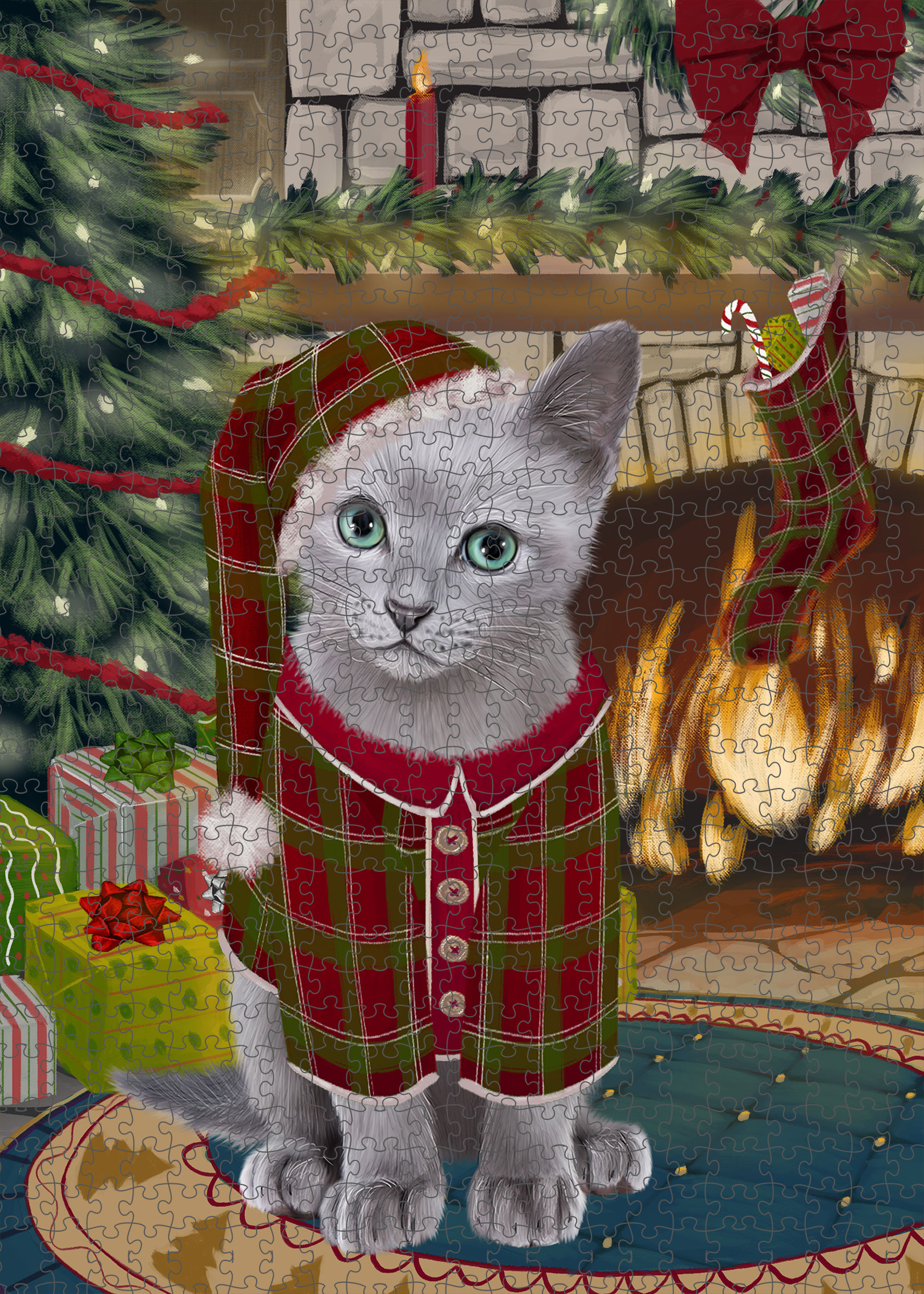 Russian Blue Jigsaw Puzzle for Adults Interlocking Games Christmas Cat Gift NWT - Picture 22 of 49