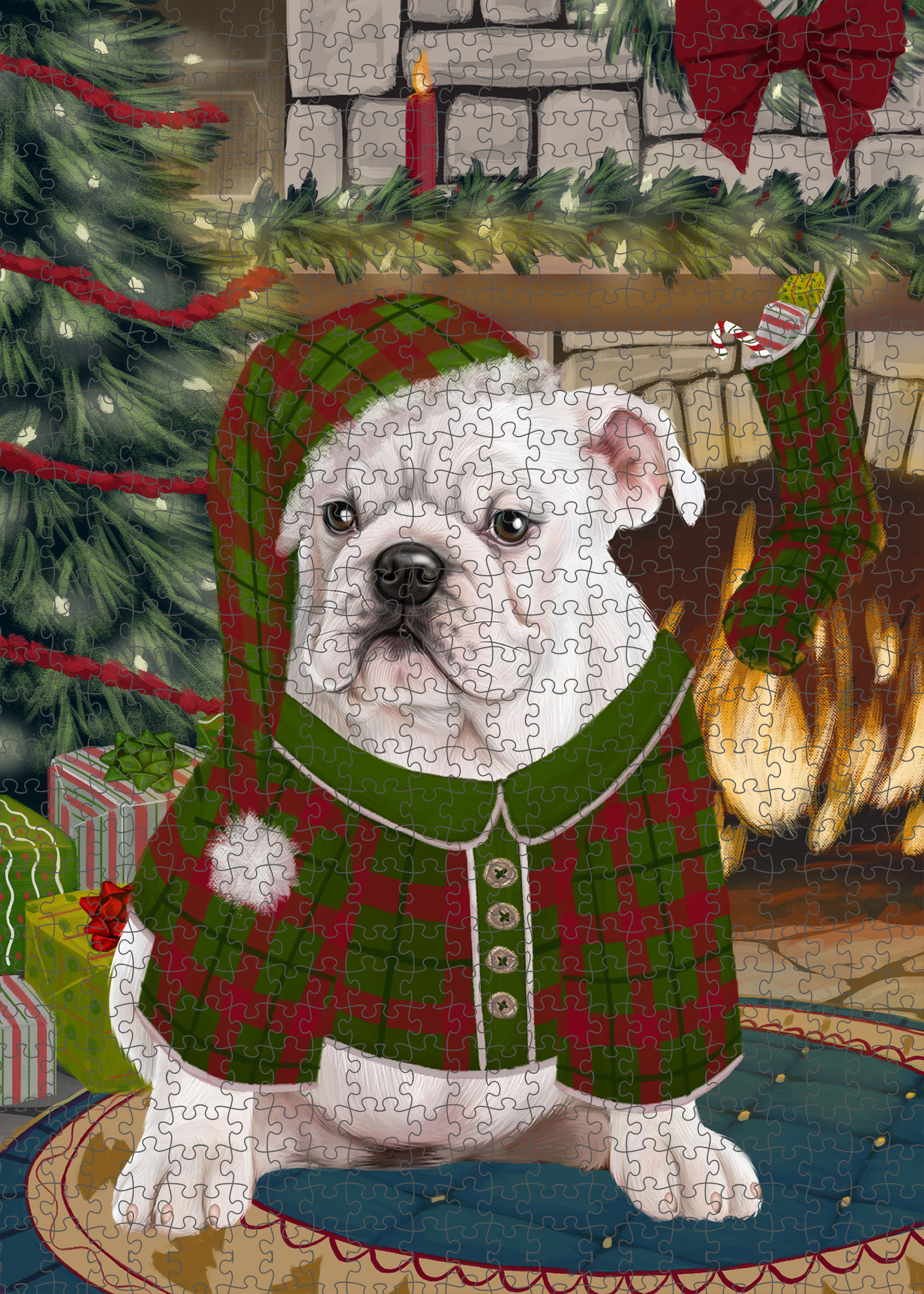 Christmas Bulldog Photo Jigsaw Interlocking 200 Pcs. Puzzle - Picture 43 of 62