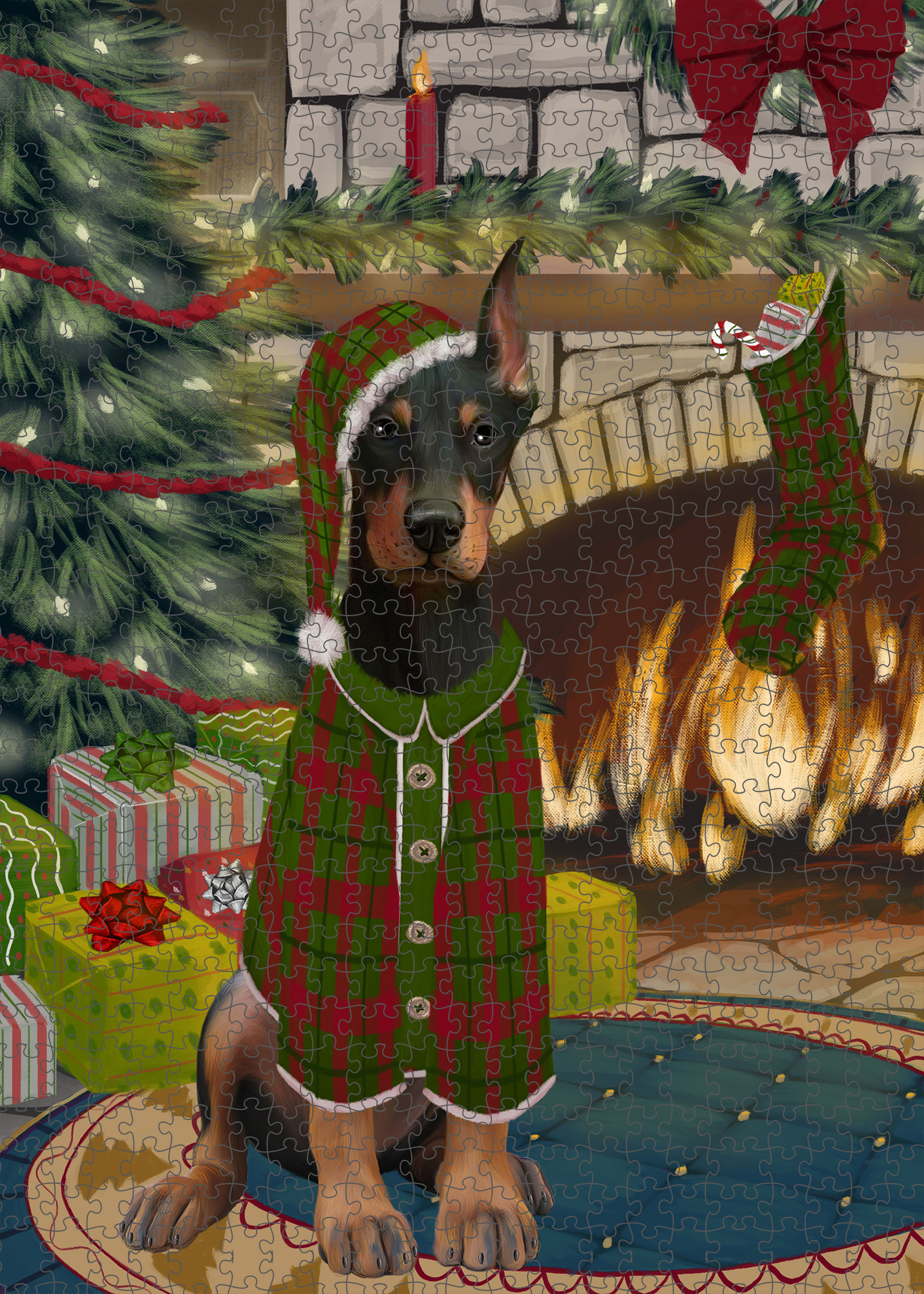 Christmas Doberman Pinscher Dog Photo Jigsaw Interlocking 200 Pcs. Puzzle - Picture 38 of 52