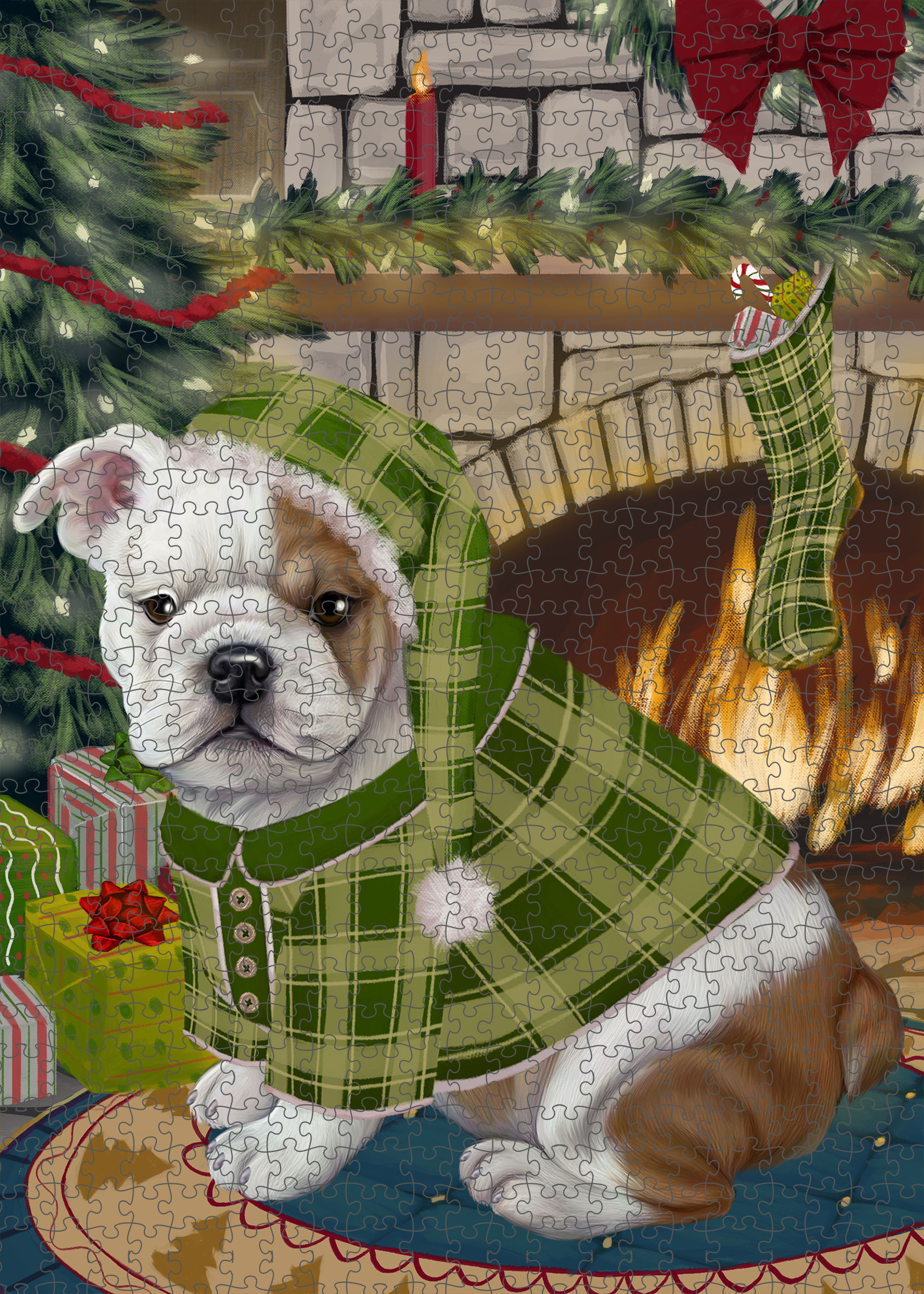 Christmas Bulldog Photo Jigsaw Interlocking 200 Pcs. Puzzle - Picture 44 of 62