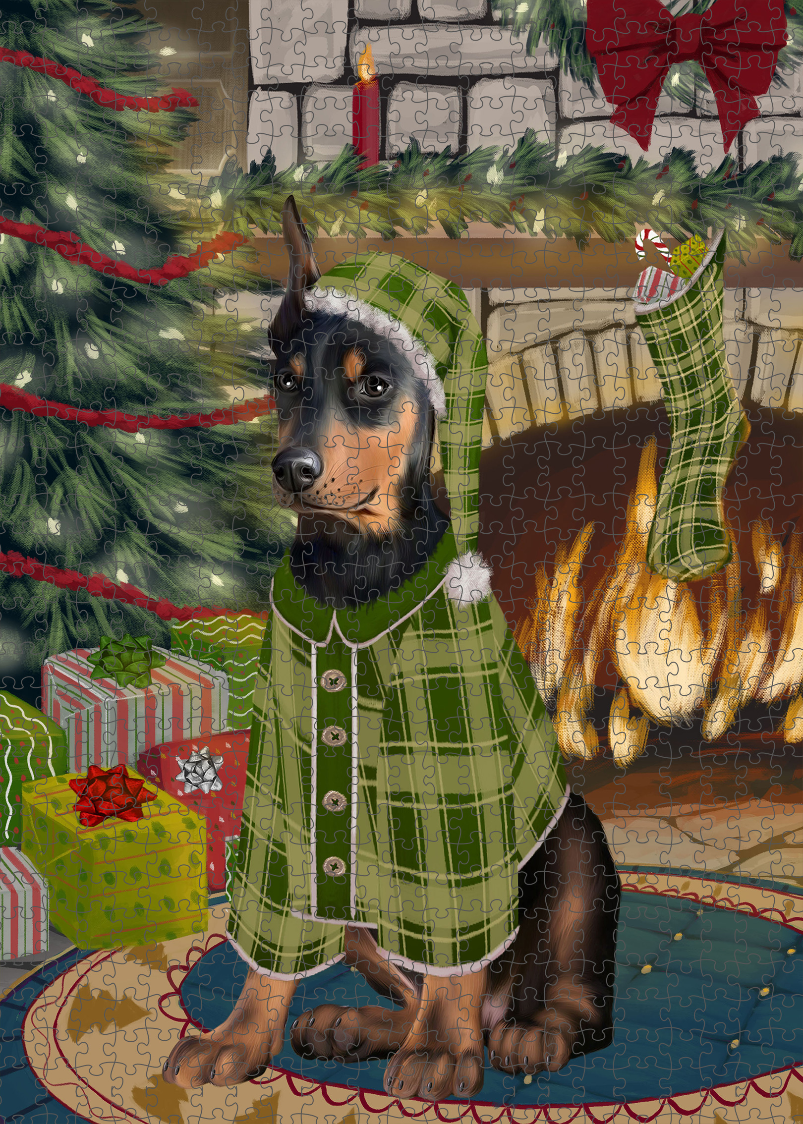 Christmas Doberman Pinscher Dog Photo Jigsaw Interlocking 200 Pcs. Puzzle - Picture 39 of 52