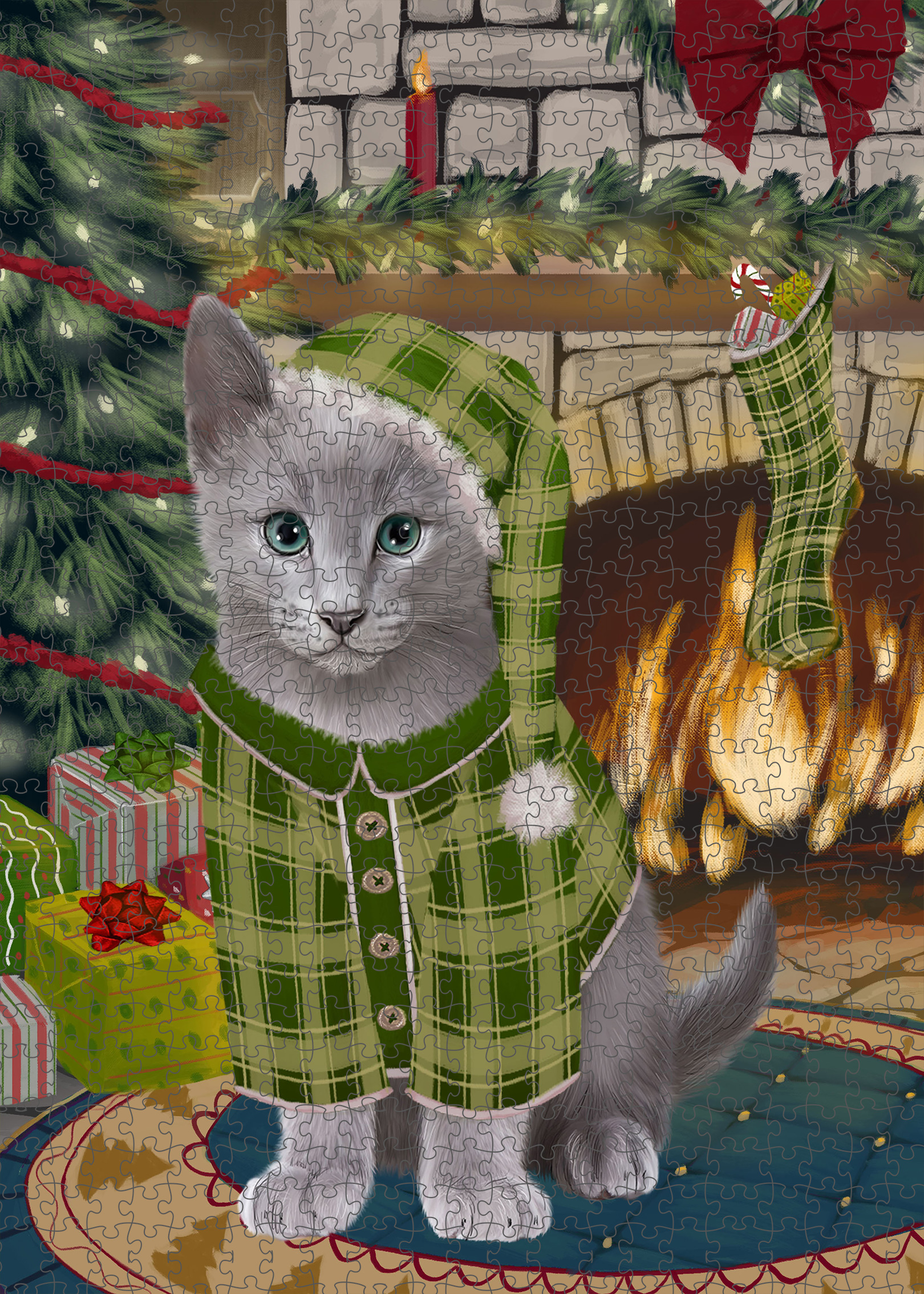 Russian Blue Jigsaw Puzzle for Adults Interlocking Games Christmas Cat Gift NWT - Picture 42 of 49