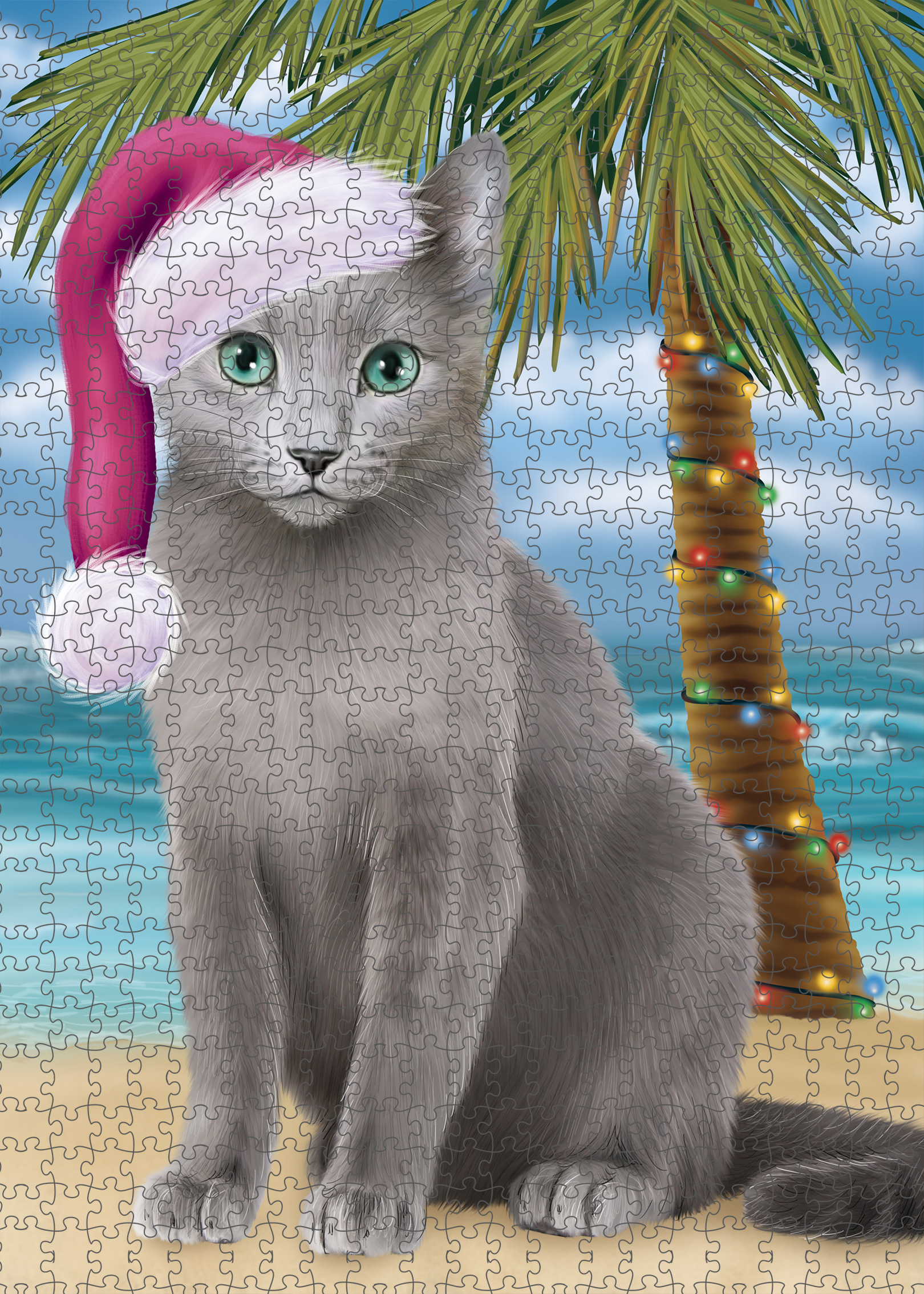 Russian Blue Jigsaw Puzzle for Adults Interlocking Games Christmas Cat Gift NWT - Picture 20 of 49